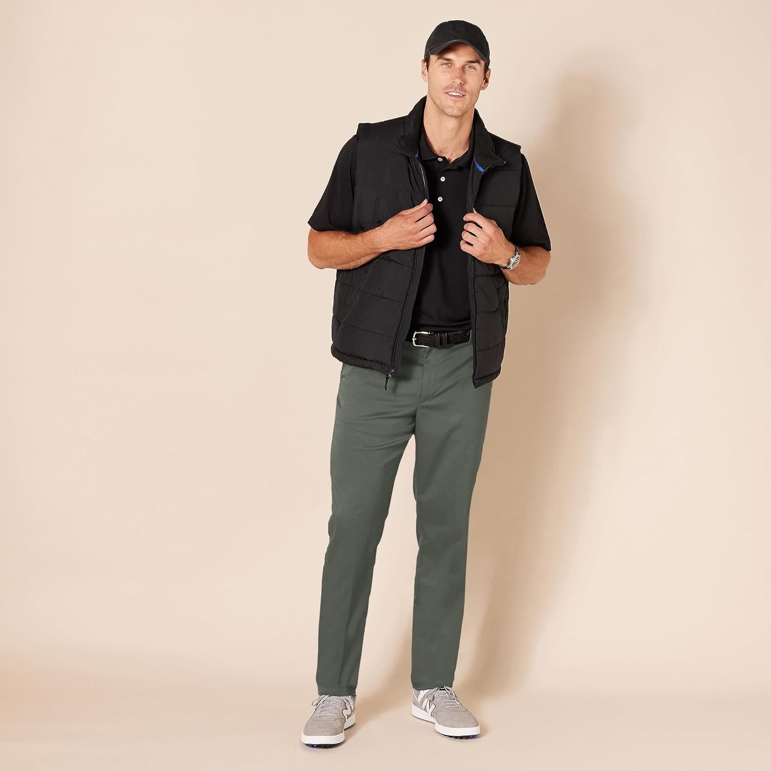 image:imageAmazon Essentials Mens SlimFit AllDay Stretch Golf PantOlive