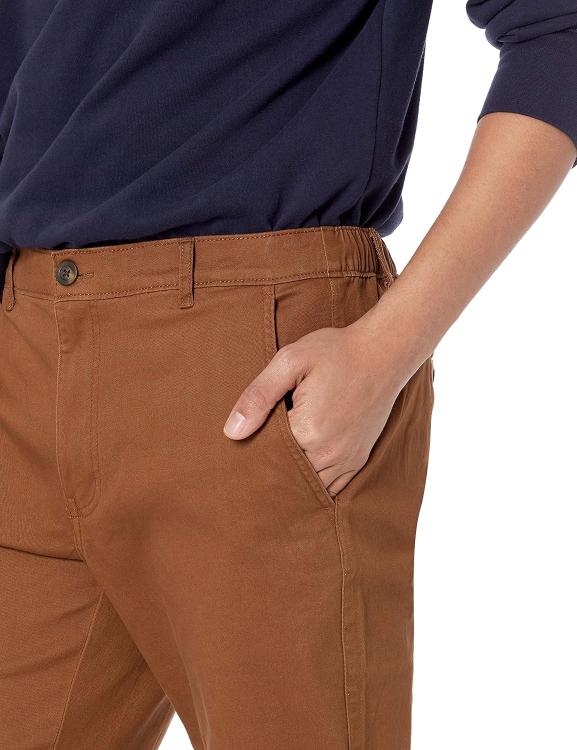 image:imageAmazon Essentials Mens SlimFit Cotton Joggers BreathableDark Khaki Brown