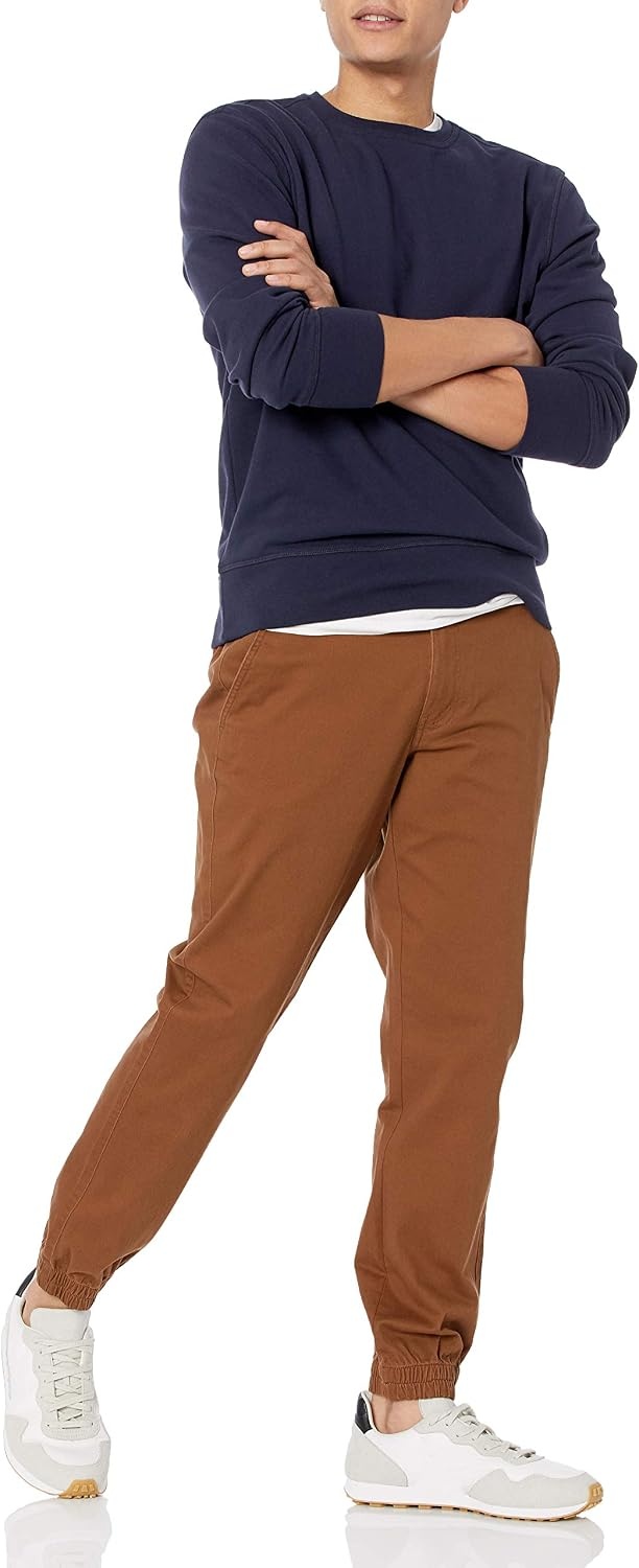 image:imageAmazon Essentials Mens SlimFit Cotton Joggers BreathableDark Khaki Brown