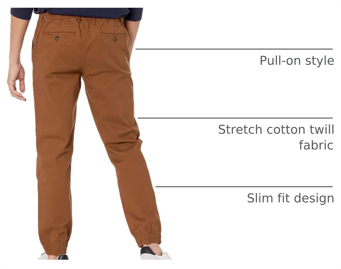 image:imageAmazon Essentials Mens SlimFit Cotton Joggers BreathableDark Khaki Brown