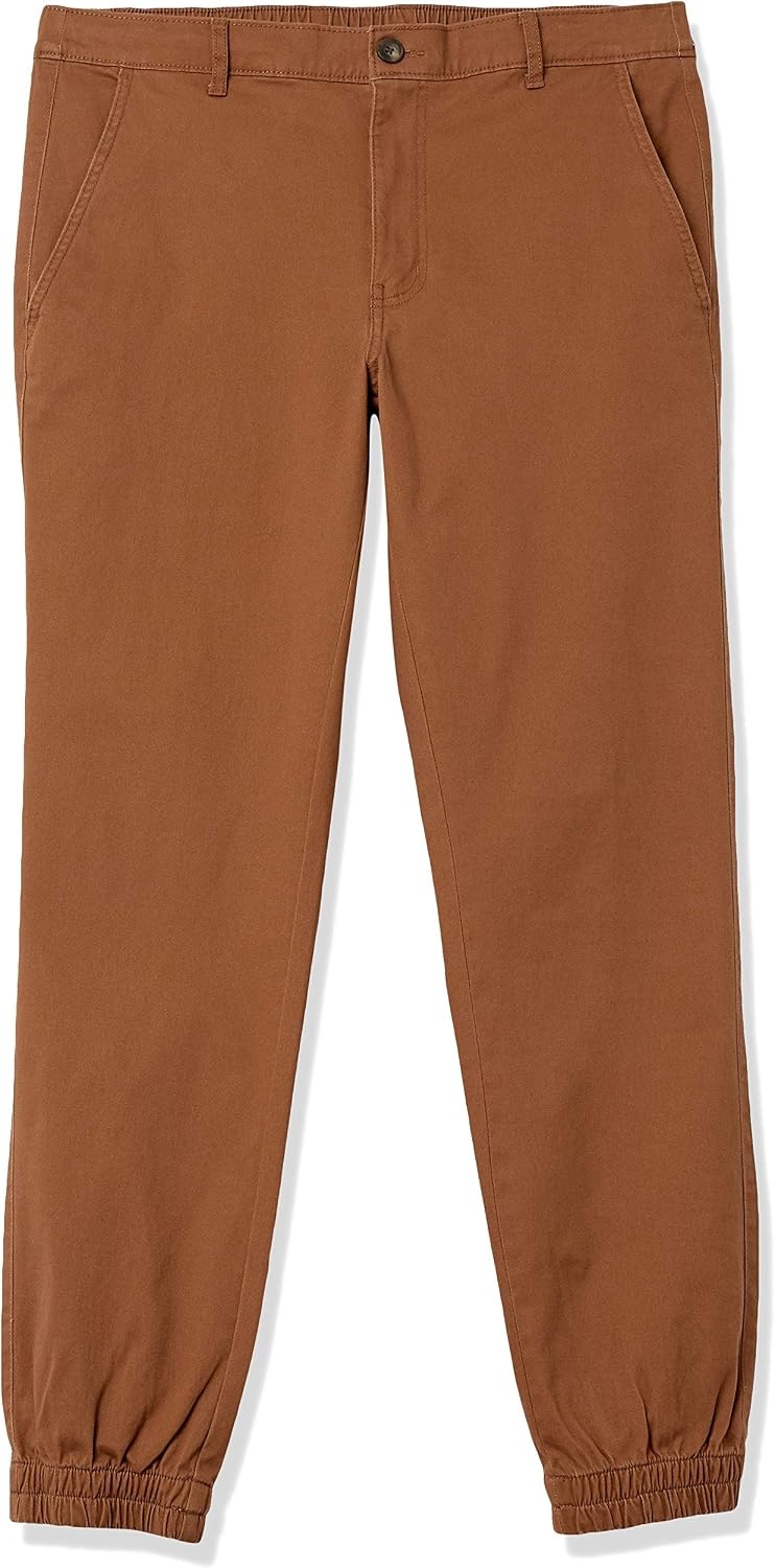image:imageAmazon Essentials Mens SlimFit Cotton Joggers BreathableDark Khaki Brown