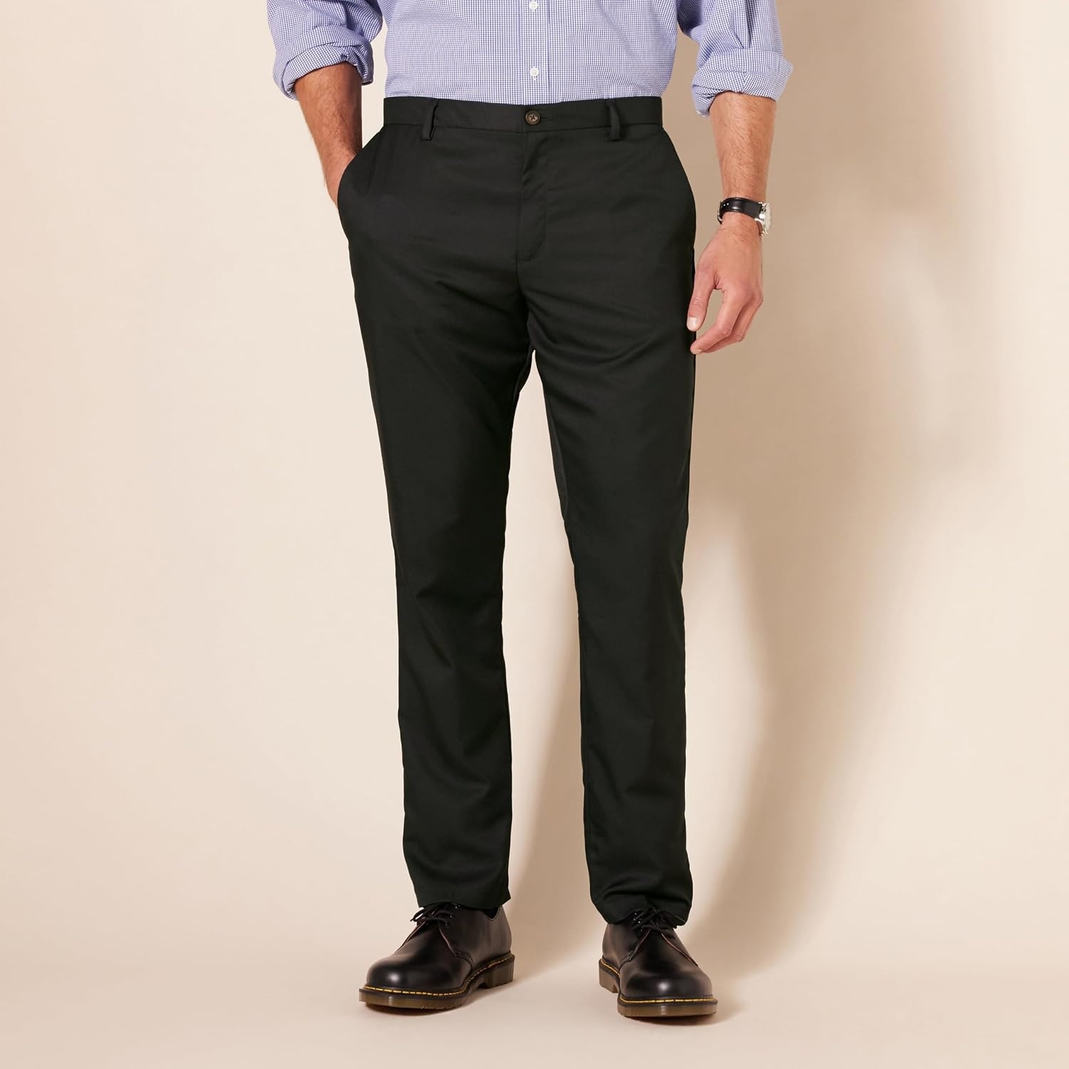 image:imageAmazon Essentials Mens SlimFit FlatFront Dress PantBlack