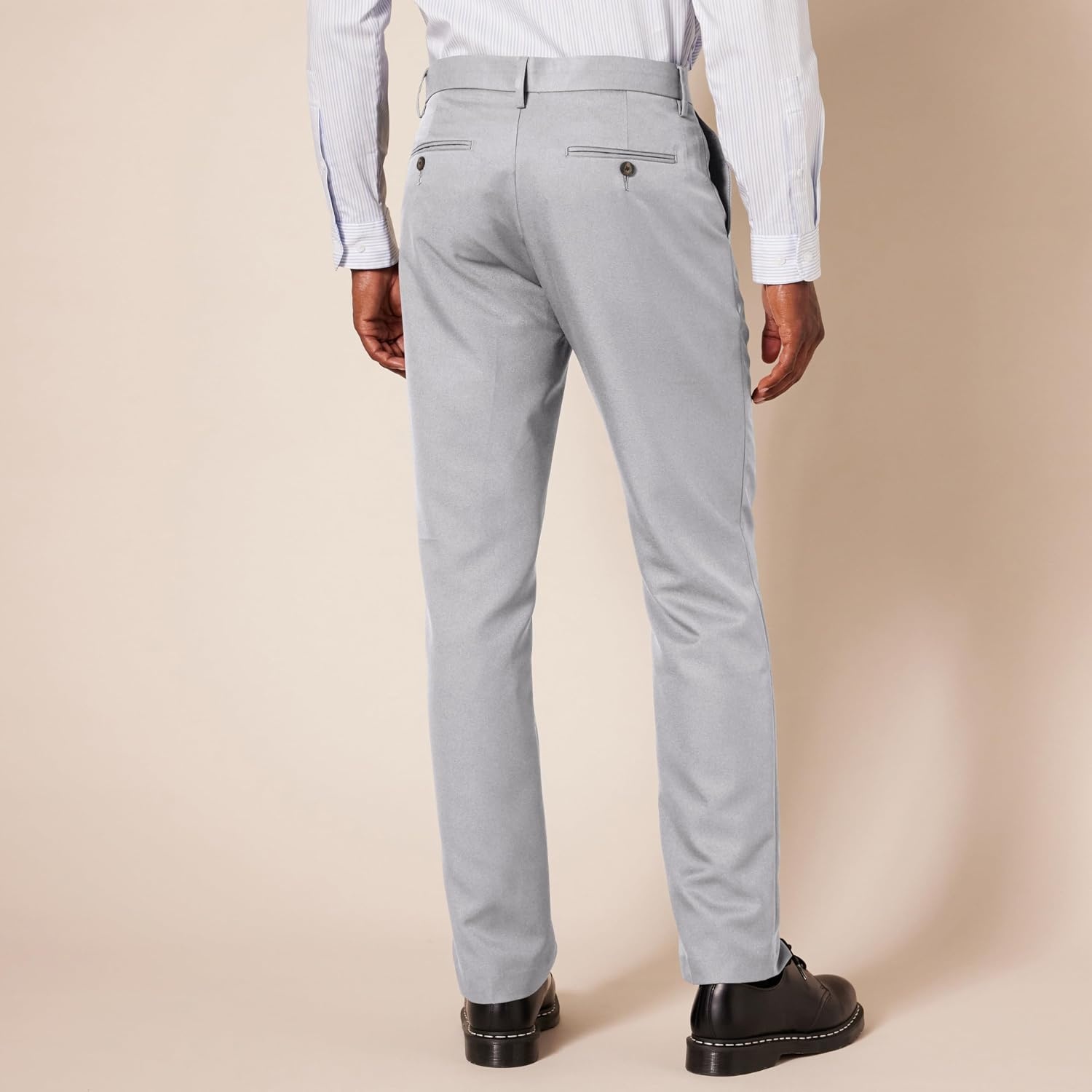 image:imageAmazon Essentials Mens SlimFit FlatFront Dress PantLight Grey