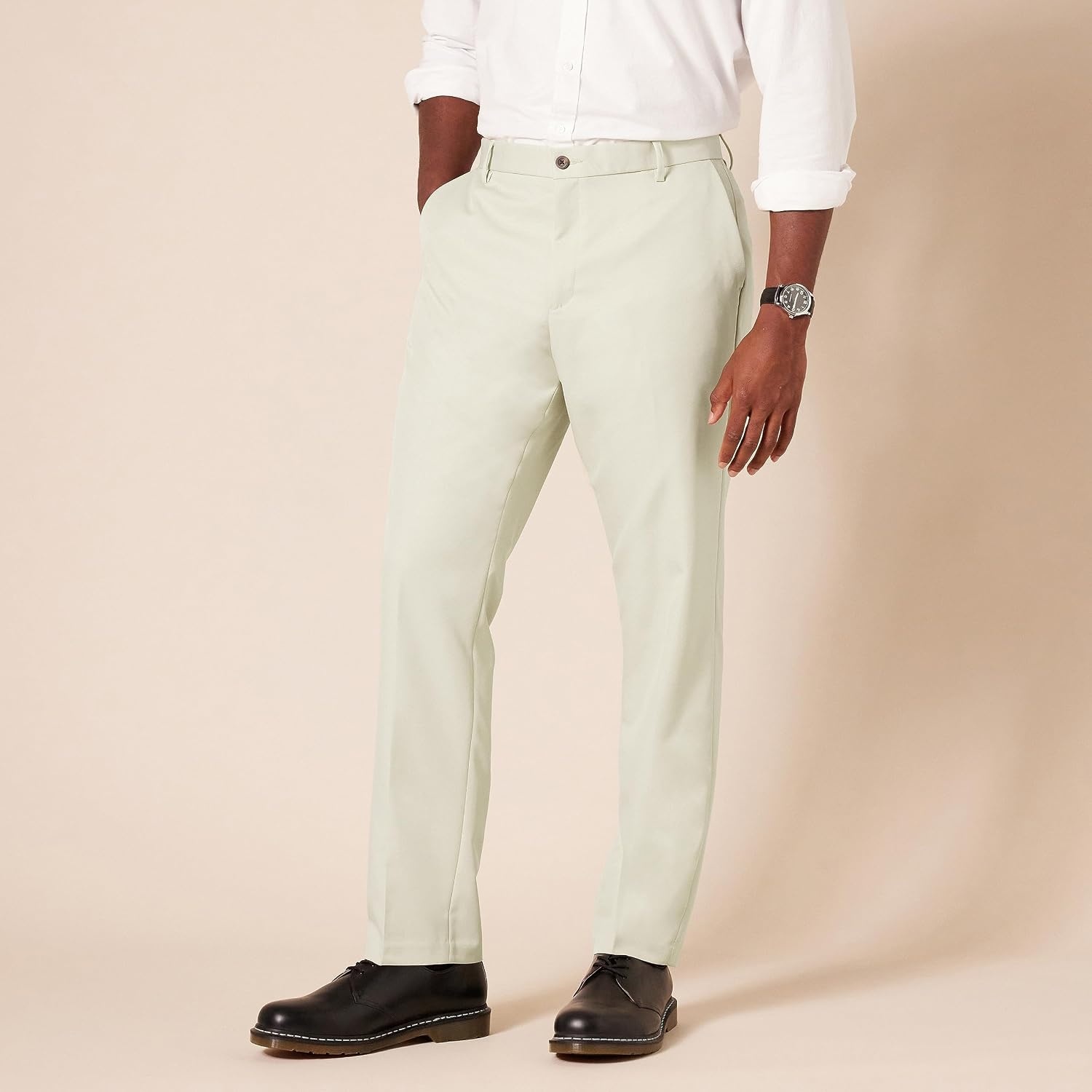 image:imageAmazon Essentials Mens SlimFit FlatFront Dress PantStone