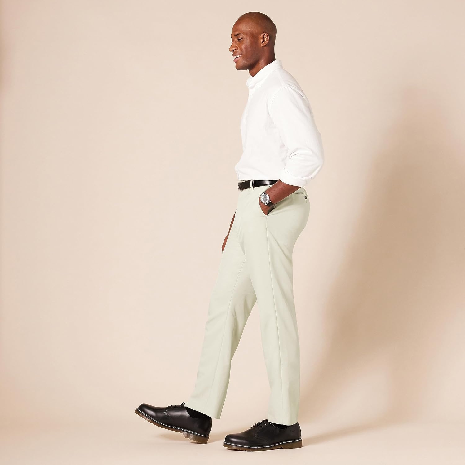 image:imageAmazon Essentials Mens SlimFit FlatFront Dress PantStone