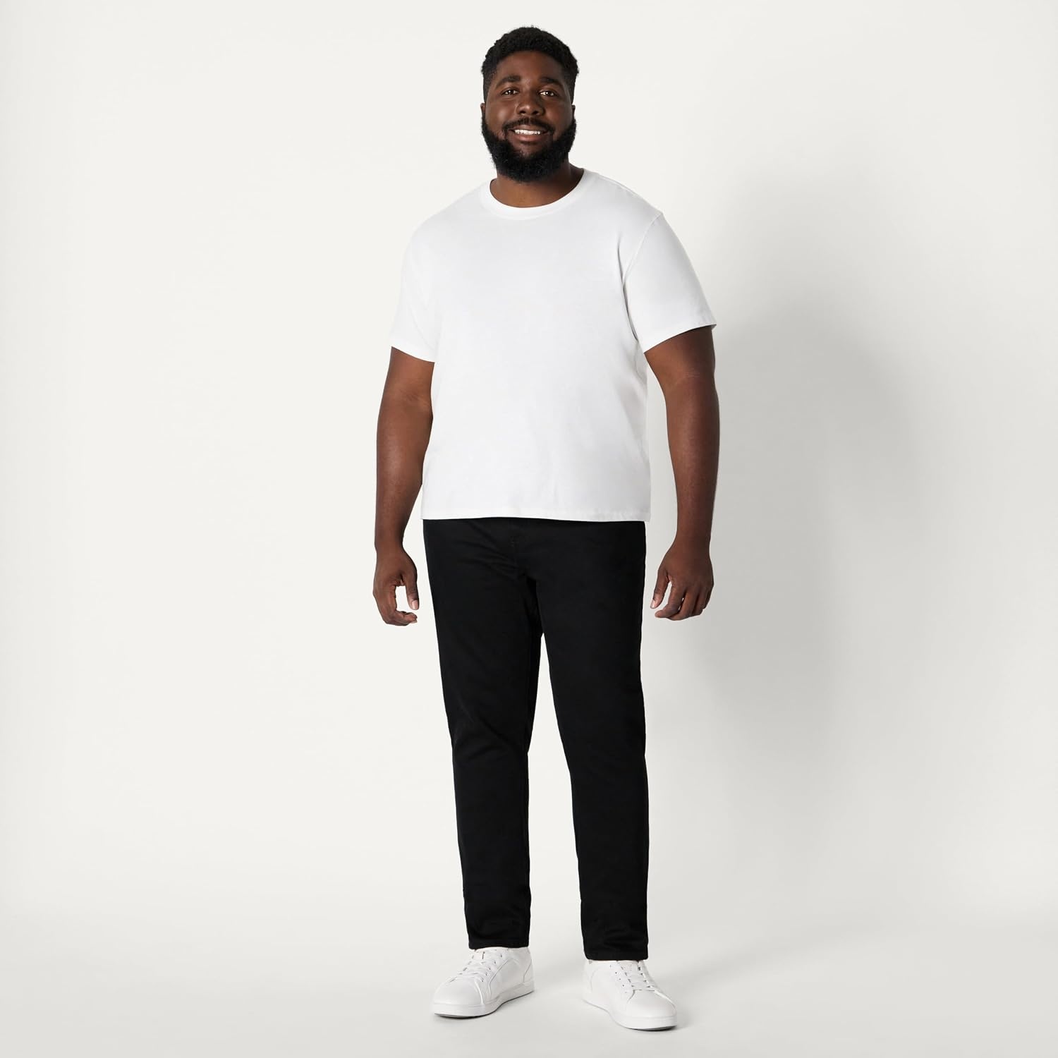 image:imageAmazon Essentials Mens SlimFit Jeans with Tapered Leg 5Pocket Styling Zip FlyBlackheavyweight