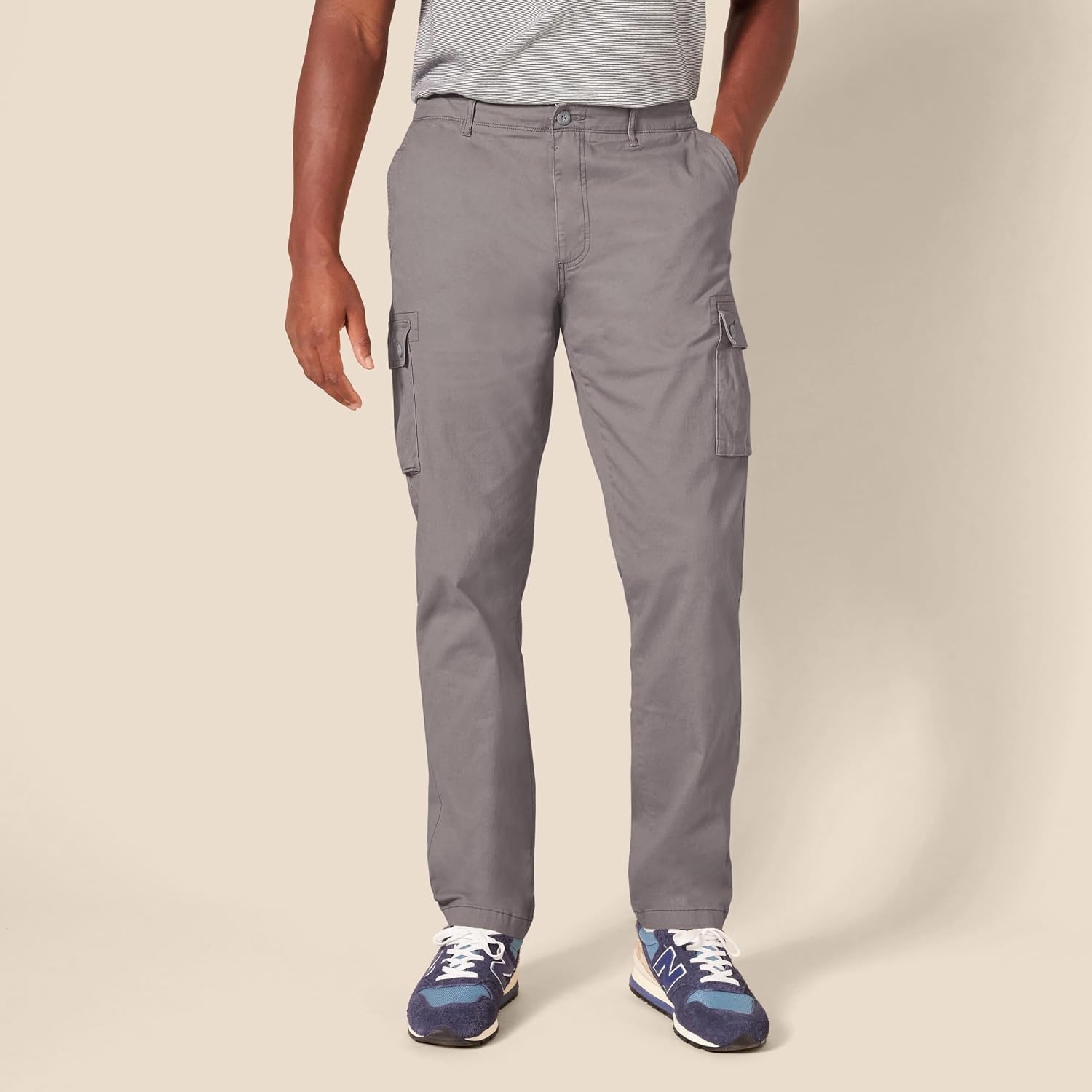 image:imageAmazon Essentials Mens SlimFit Stretch Cargo Pants with Tapered LegDark Grey