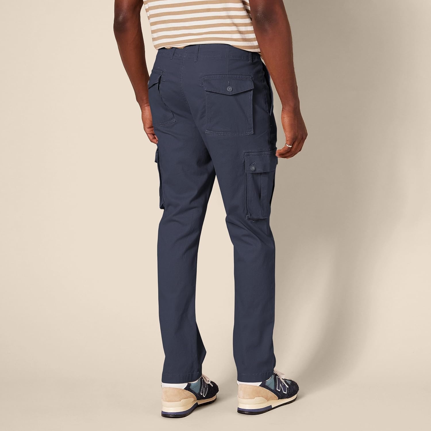 image:imageAmazon Essentials Mens SlimFit Stretch Cargo Pants with Tapered LegNavy