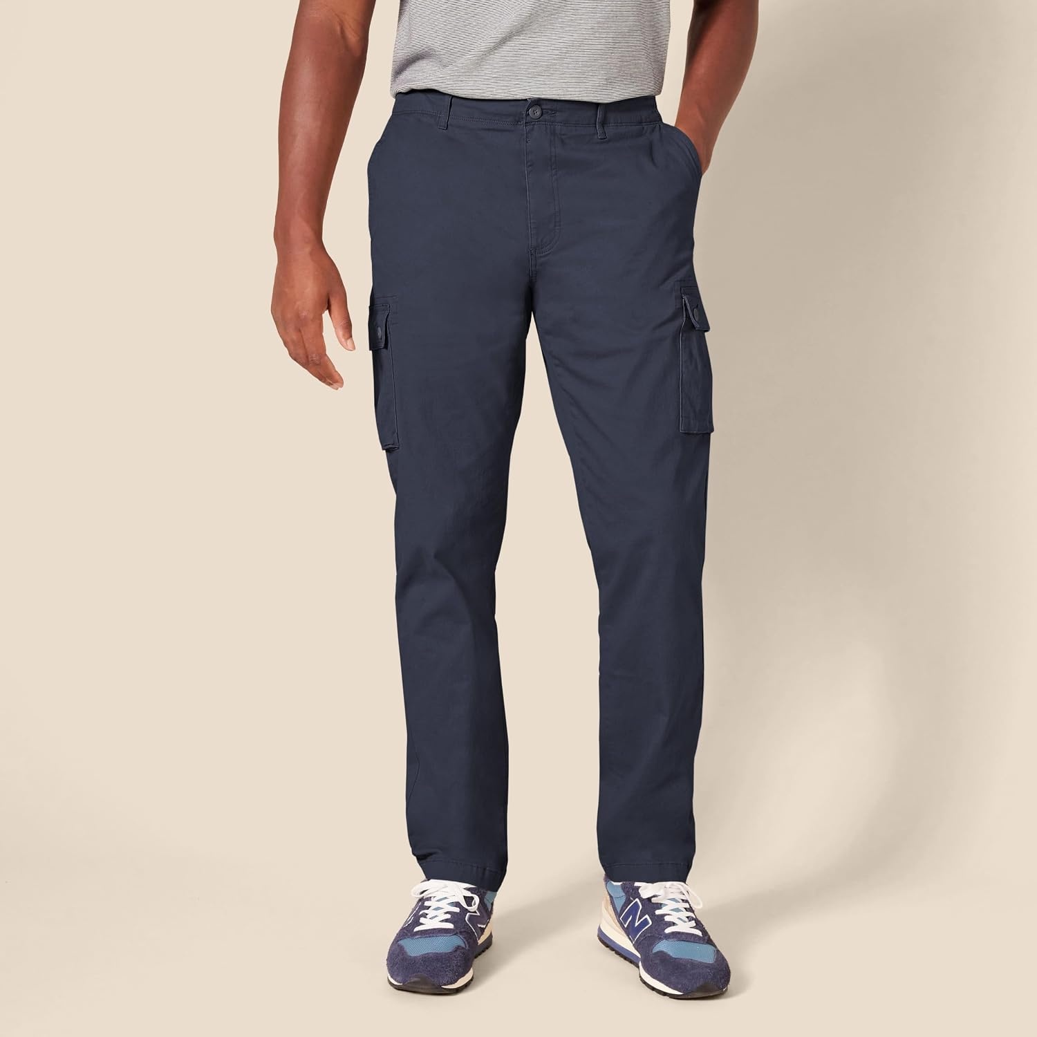 image:imageAmazon Essentials Mens SlimFit Stretch Cargo Pants with Tapered LegNavy
