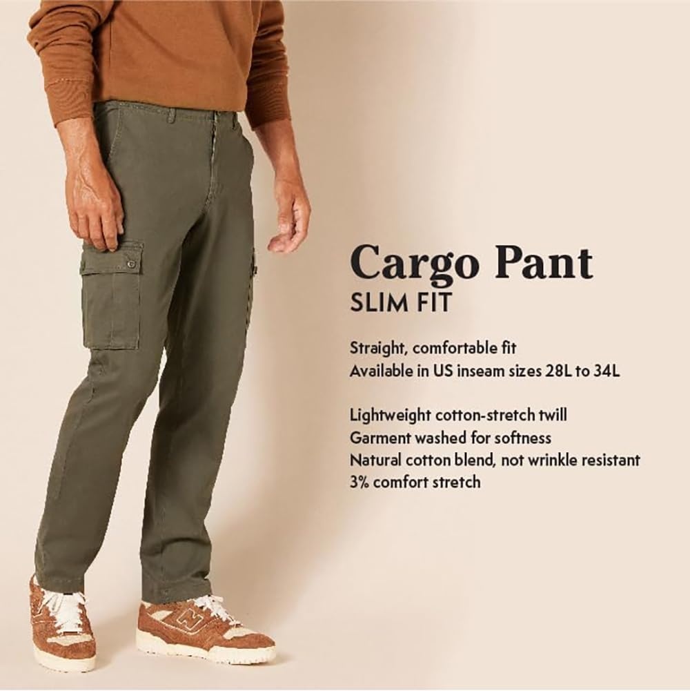 image:imageAmazon Essentials Mens SlimFit Stretch Cargo Pants with Tapered LegNavy