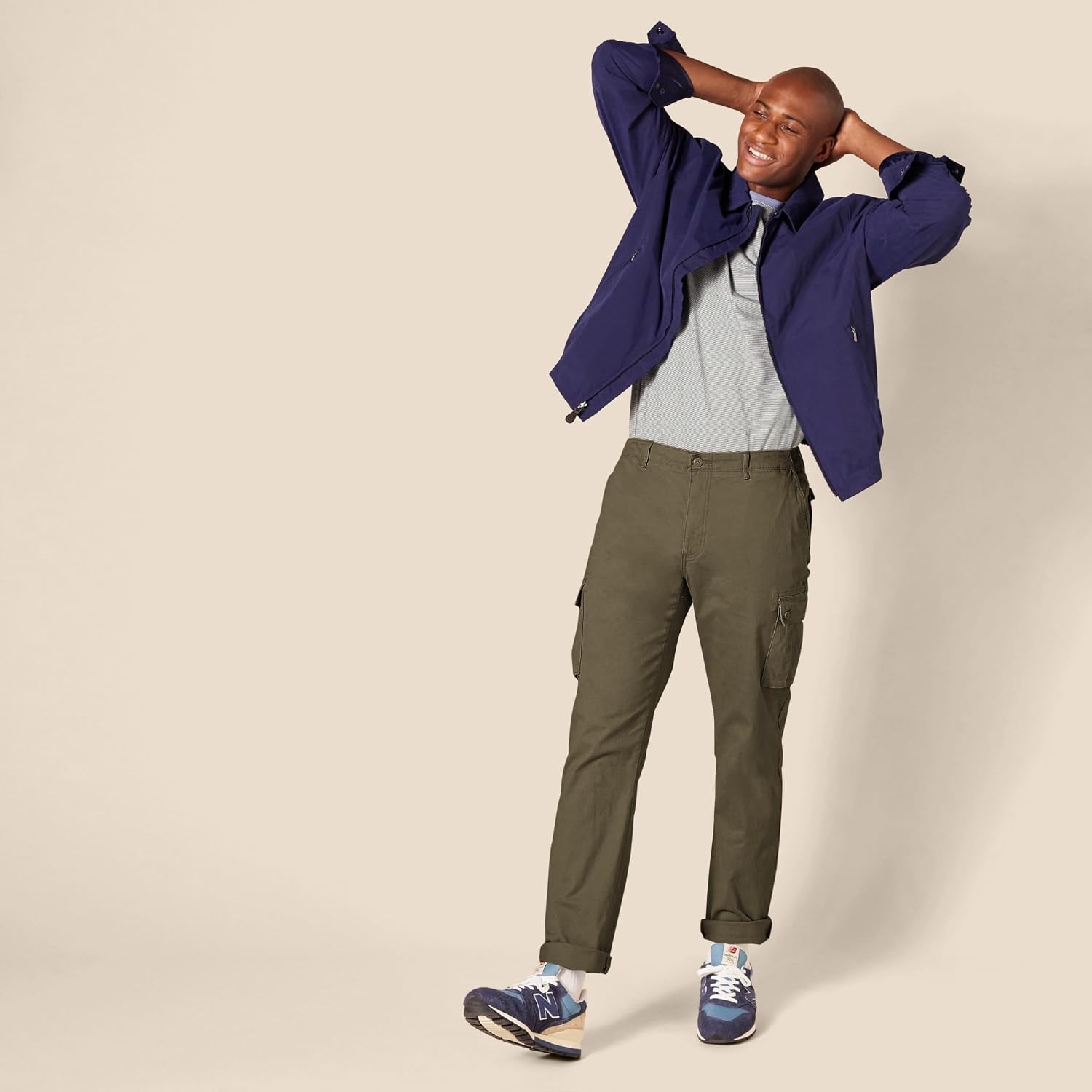 image:imageAmazon Essentials Mens SlimFit Stretch Cargo Pants with Tapered LegOlive