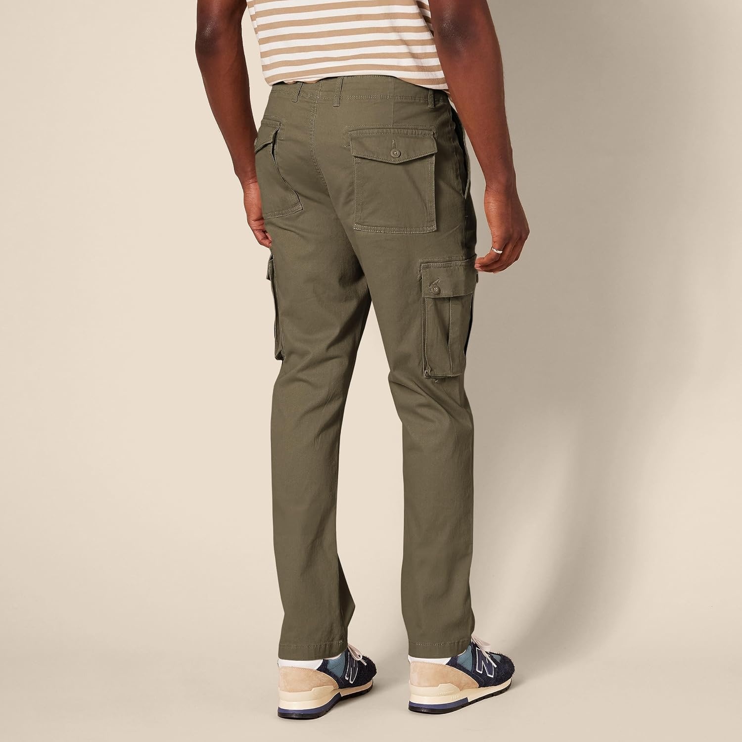image:imageAmazon Essentials Mens SlimFit Stretch Cargo Pants with Tapered LegOlive