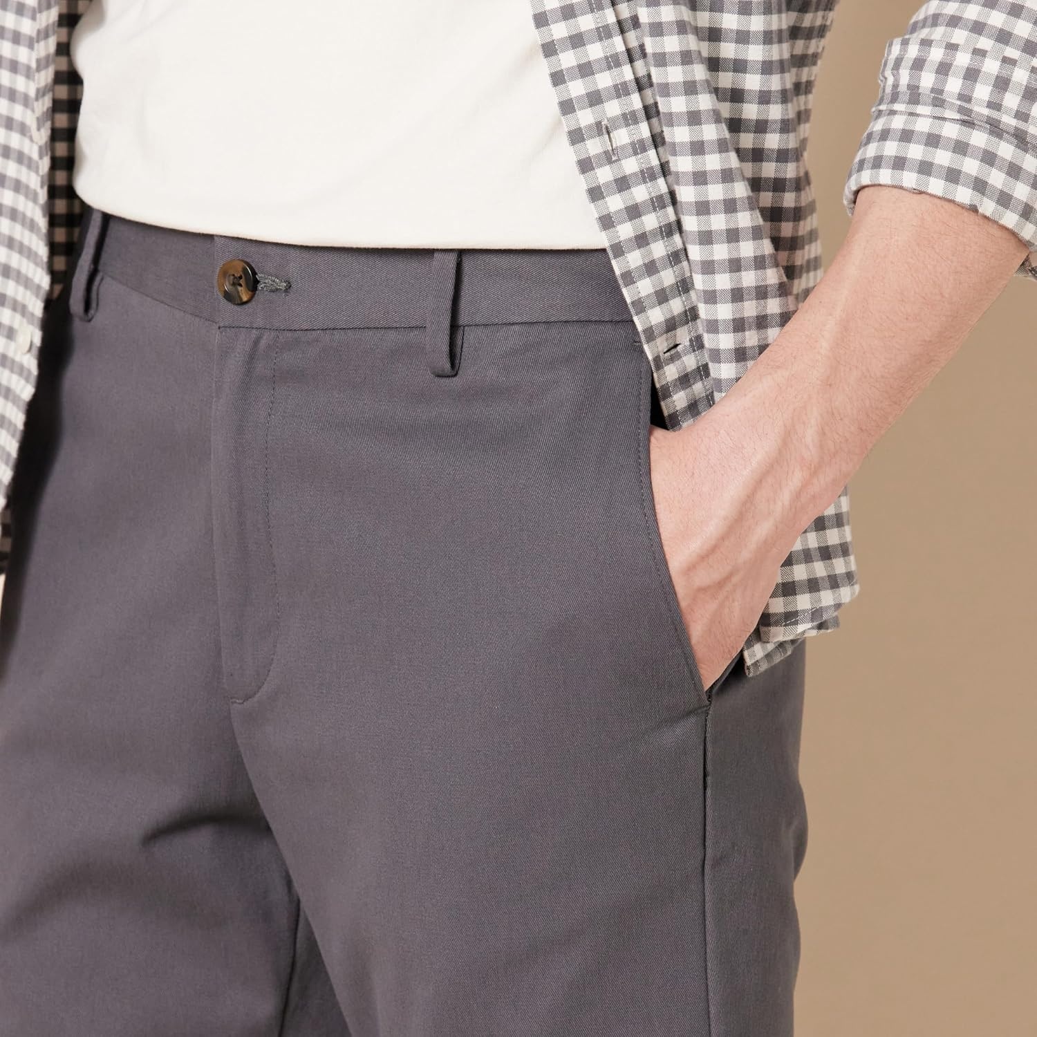image:imageAmazon Essentials Mens SlimFit WrinkleResistant FlatFront Chino PantCharcoal