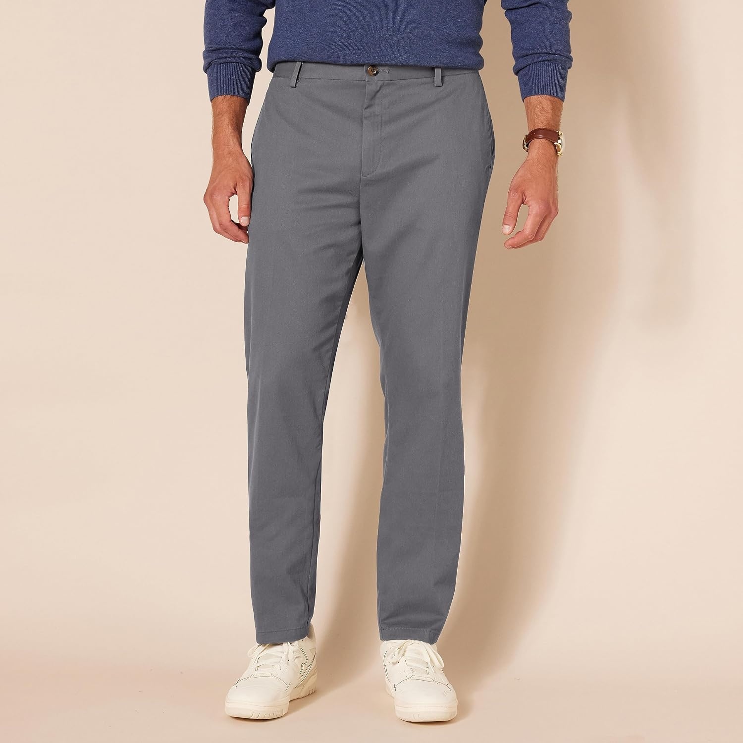 image:imageAmazon Essentials Mens SlimFit WrinkleResistant FlatFront Chino PantCharcoal