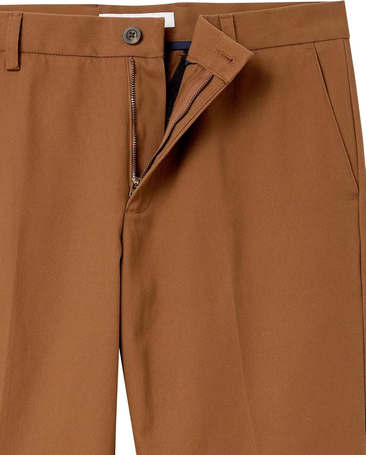 image:imageAmazon Essentials Mens SlimFit WrinkleResistant FlatFront Chino PantDark Khaki Brown