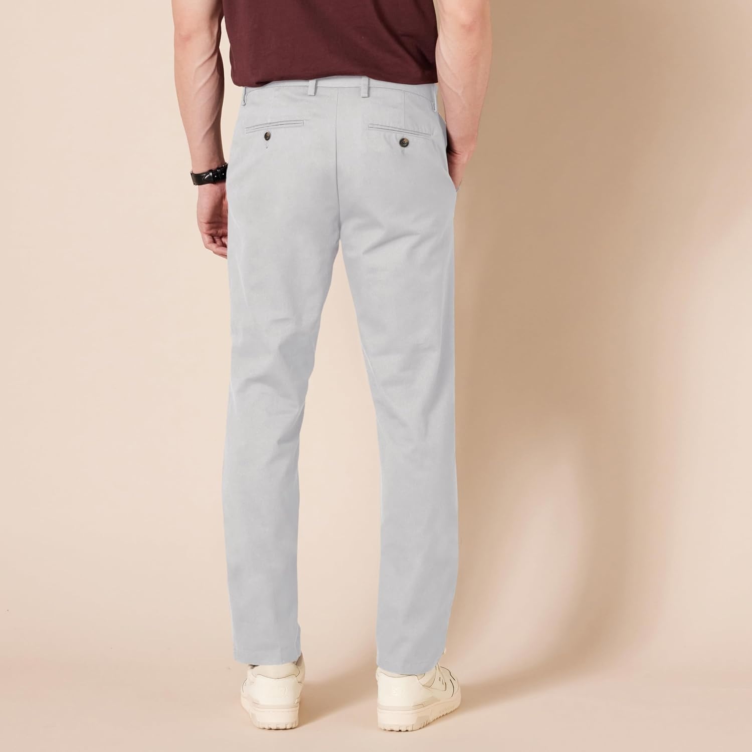 image:imageAmazon Essentials Mens SlimFit WrinkleResistant FlatFront Chino PantGrey
