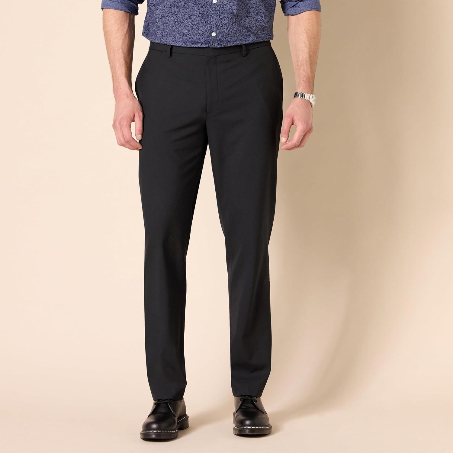 image:imageAmazon Essentials Mens SlimFit WrinkleResistant Stretch Dress PantBlack