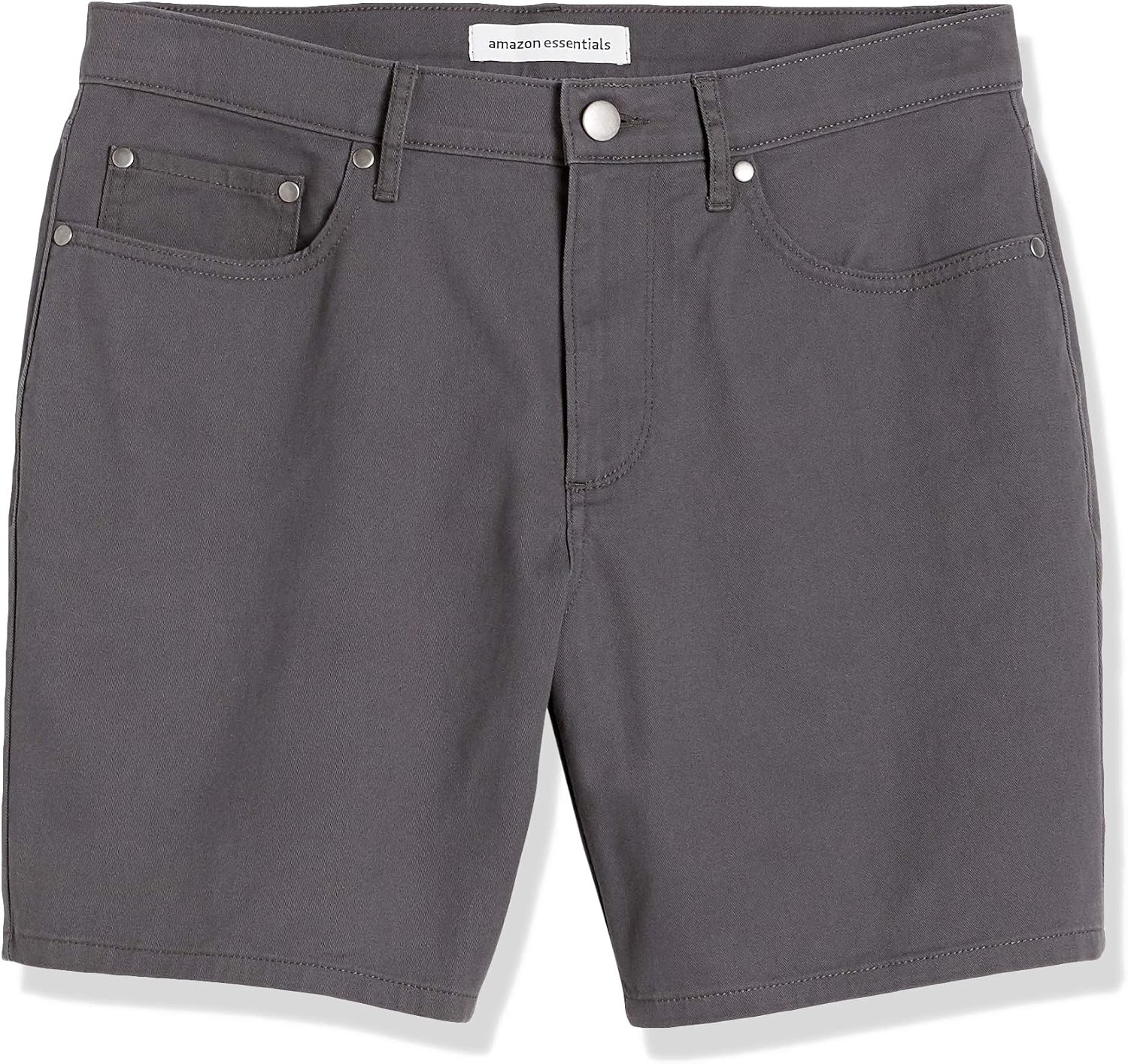 image:imageAmazon Essentials Mens StraightFit 9 Inseam Stretch Cotton Twill 5Pocket ShortsDark Grey
