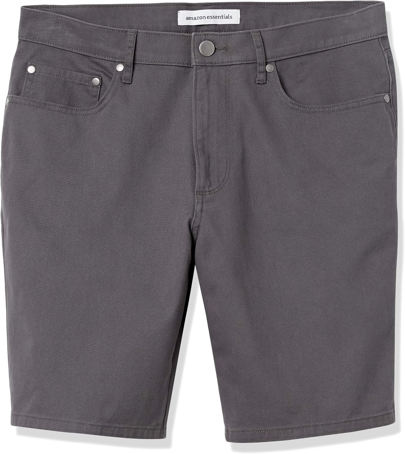 image:imageAmazon Essentials Mens StraightFit 9 Inseam Stretch Cotton Twill 5Pocket ShortsDark Grey
