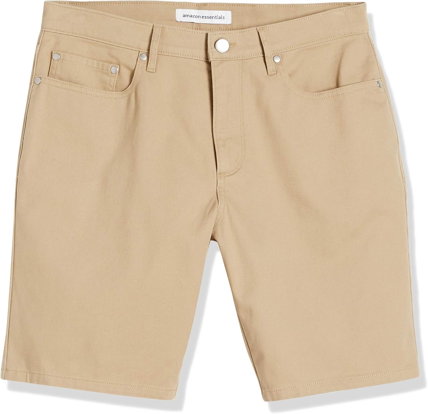 image:imageAmazon Essentials Mens StraightFit 9 Inseam Stretch Cotton Twill 5Pocket ShortsKhaki