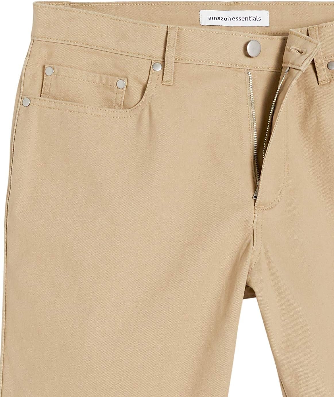 image:imageAmazon Essentials Mens StraightFit 9 Inseam Stretch Cotton Twill 5Pocket ShortsKhaki