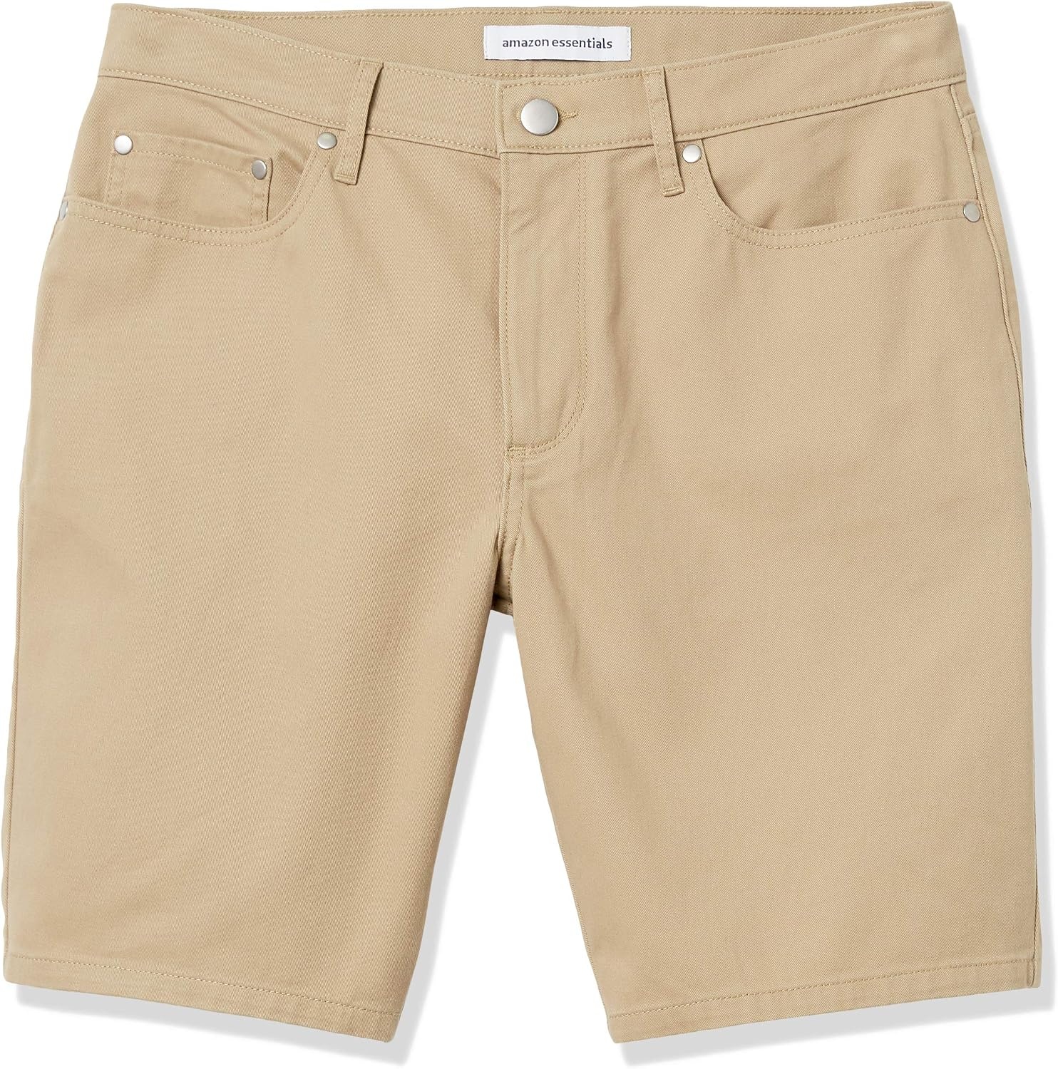 image:imageAmazon Essentials Mens StraightFit 9 Inseam Stretch Cotton Twill 5Pocket ShortsKhaki