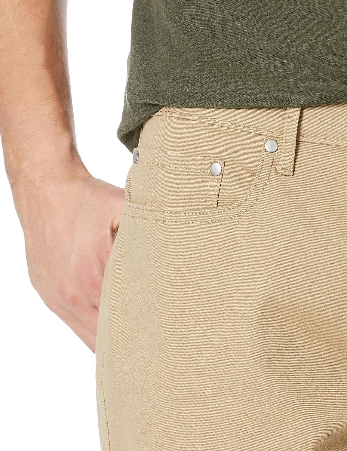image:imageAmazon Essentials Mens StraightFit 9 Inseam Stretch Cotton Twill 5Pocket ShortsKhaki