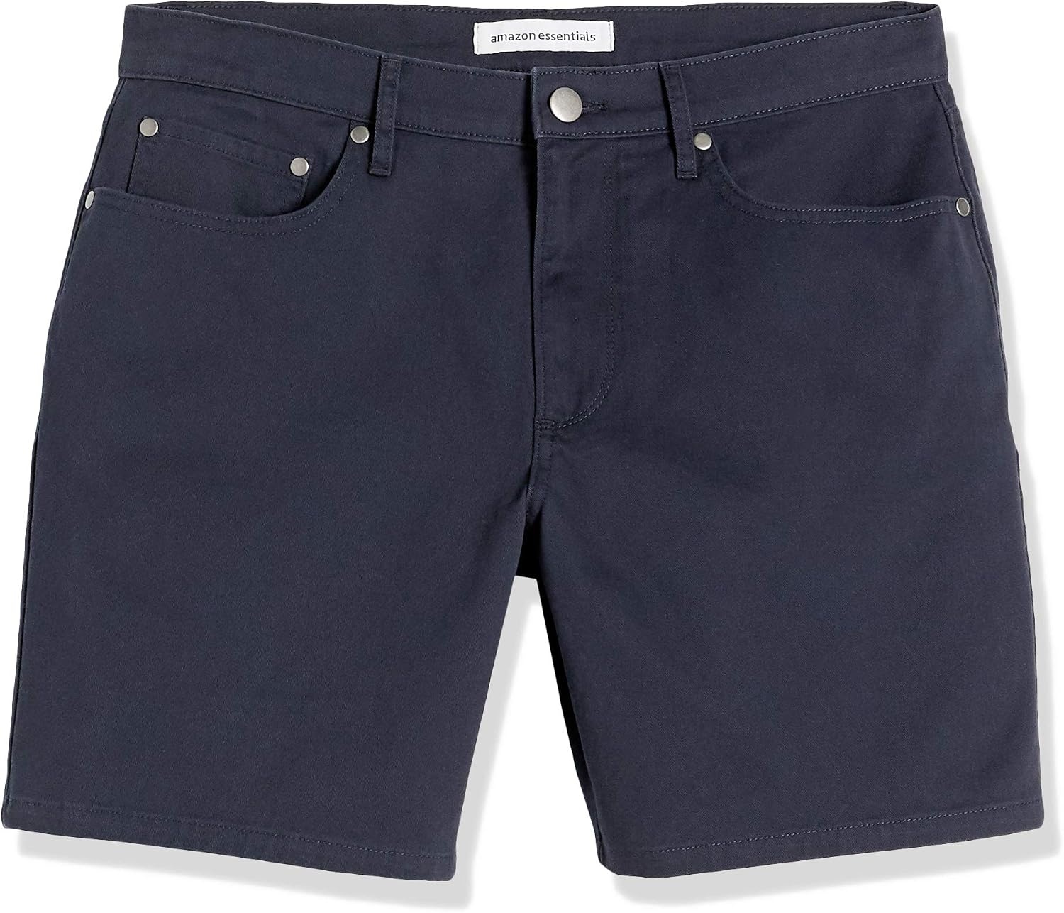 image:imageAmazon Essentials Mens StraightFit 9 Inseam Stretch Cotton Twill 5Pocket ShortsMidnight Blue