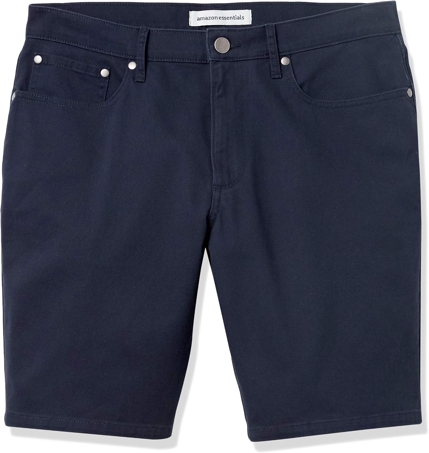 image:imageAmazon Essentials Mens StraightFit 9 Inseam Stretch Cotton Twill 5Pocket ShortsMidnight Blue