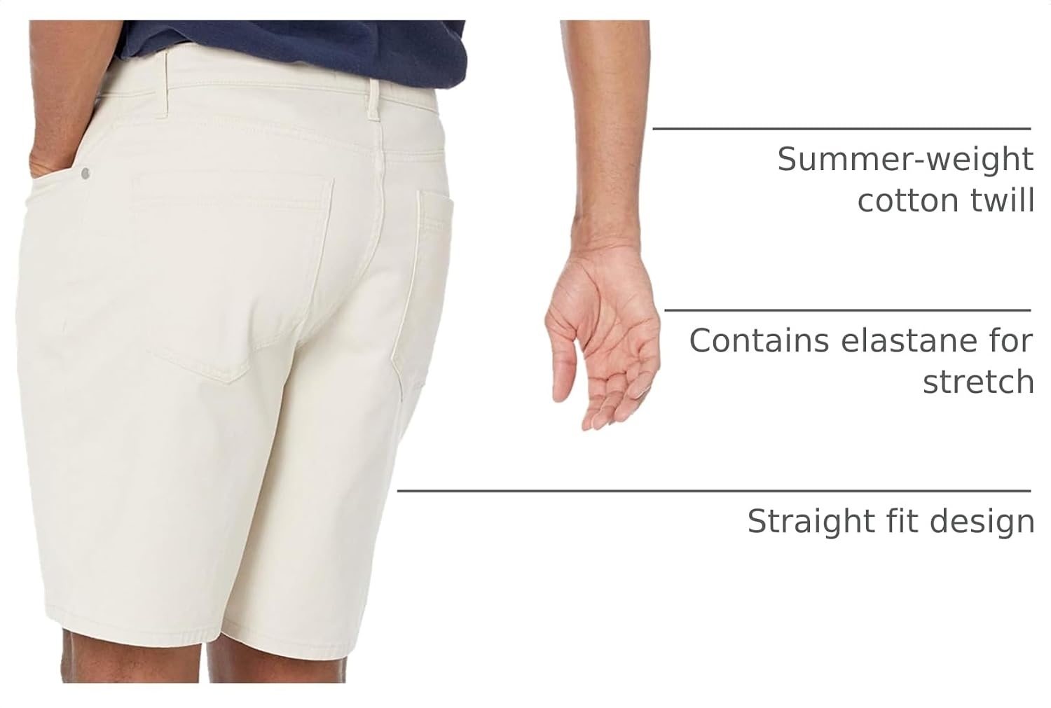 image:imageAmazon Essentials Mens StraightFit 9 Inseam Stretch Cotton Twill 5Pocket ShortsStone