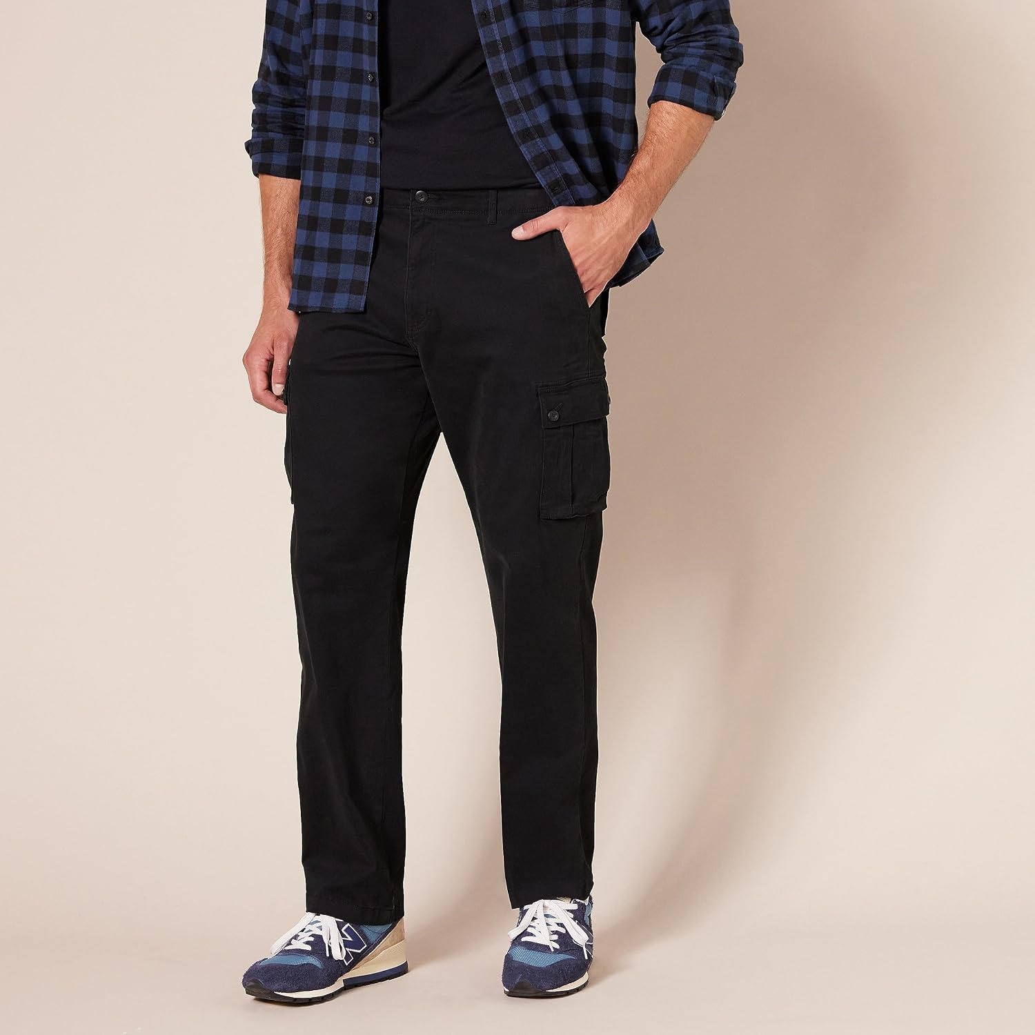 image:imageAmazon Essentials Mens StraightFit Breathable Stretch Cargo Pants Available in Big amp TallBlack