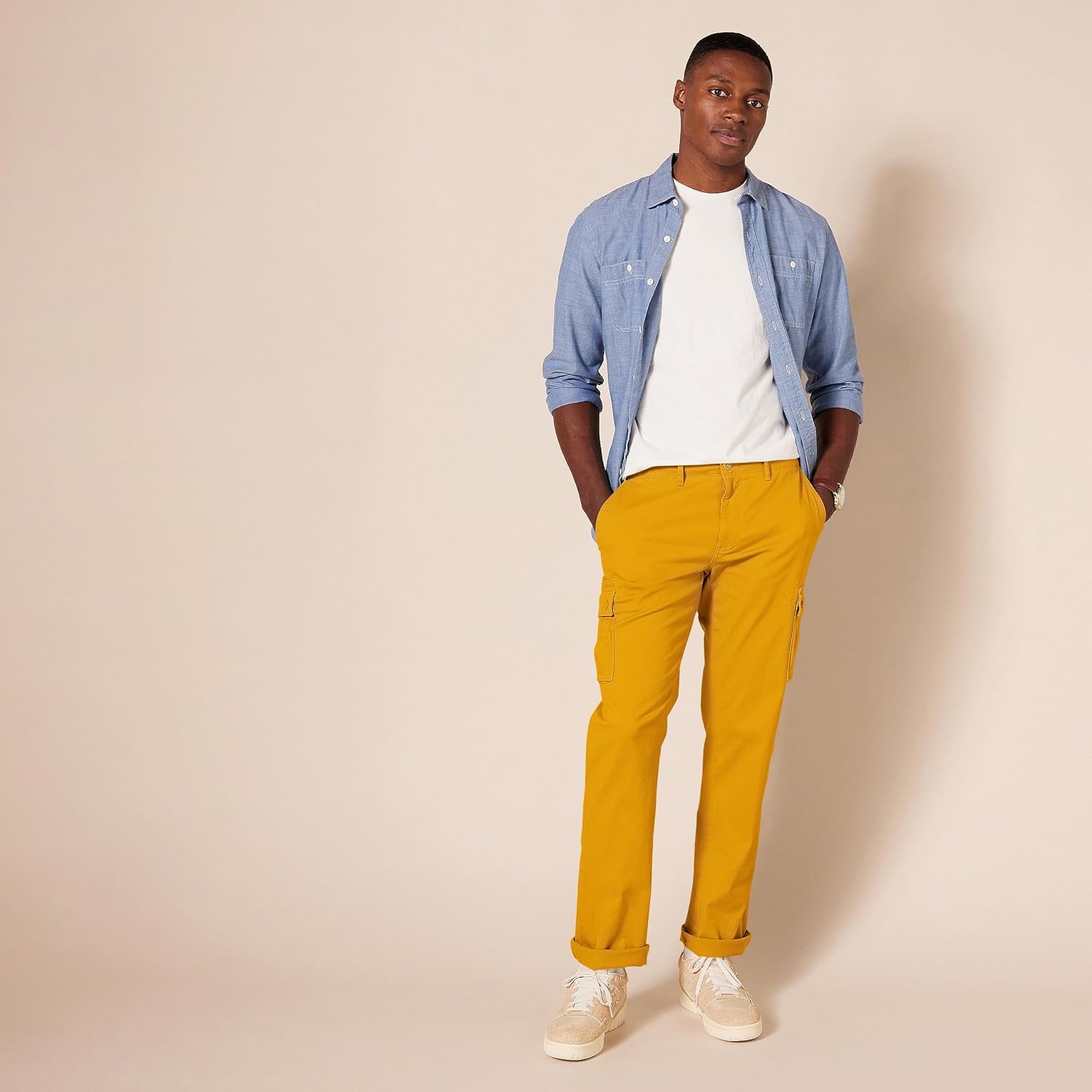 image:imageAmazon Essentials Mens StraightFit Breathable Stretch Cargo Pants Available in Big amp TallCaramel
