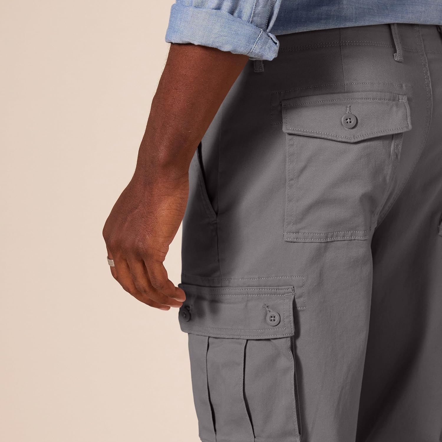 image:imageAmazon Essentials Mens StraightFit Breathable Stretch Cargo Pants Available in Big amp TallDark Grey