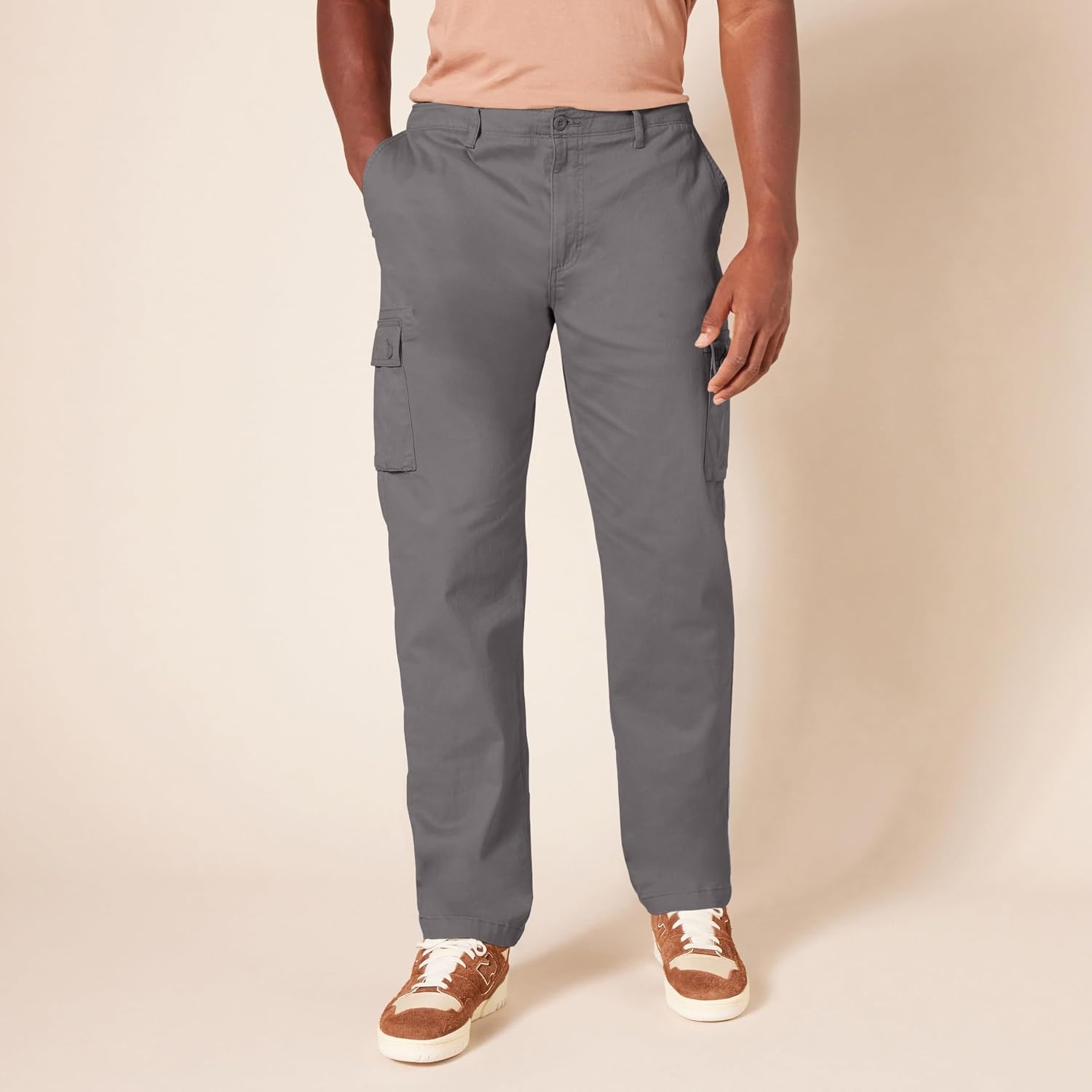 image:imageAmazon Essentials Mens StraightFit Breathable Stretch Cargo Pants Available in Big amp TallDark Grey