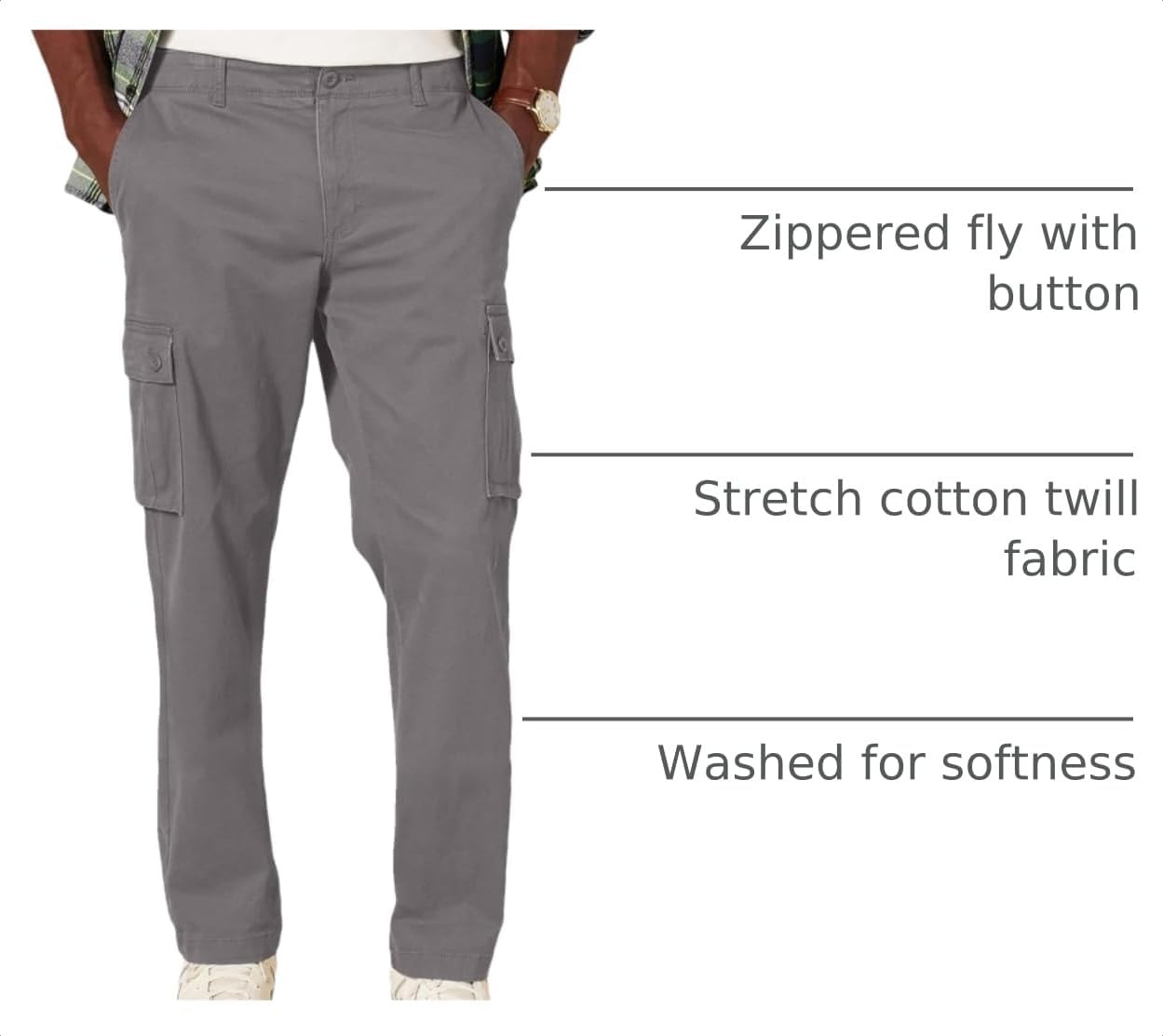 image:imageAmazon Essentials Mens StraightFit Breathable Stretch Cargo Pants Available in Big amp TallDark Grey