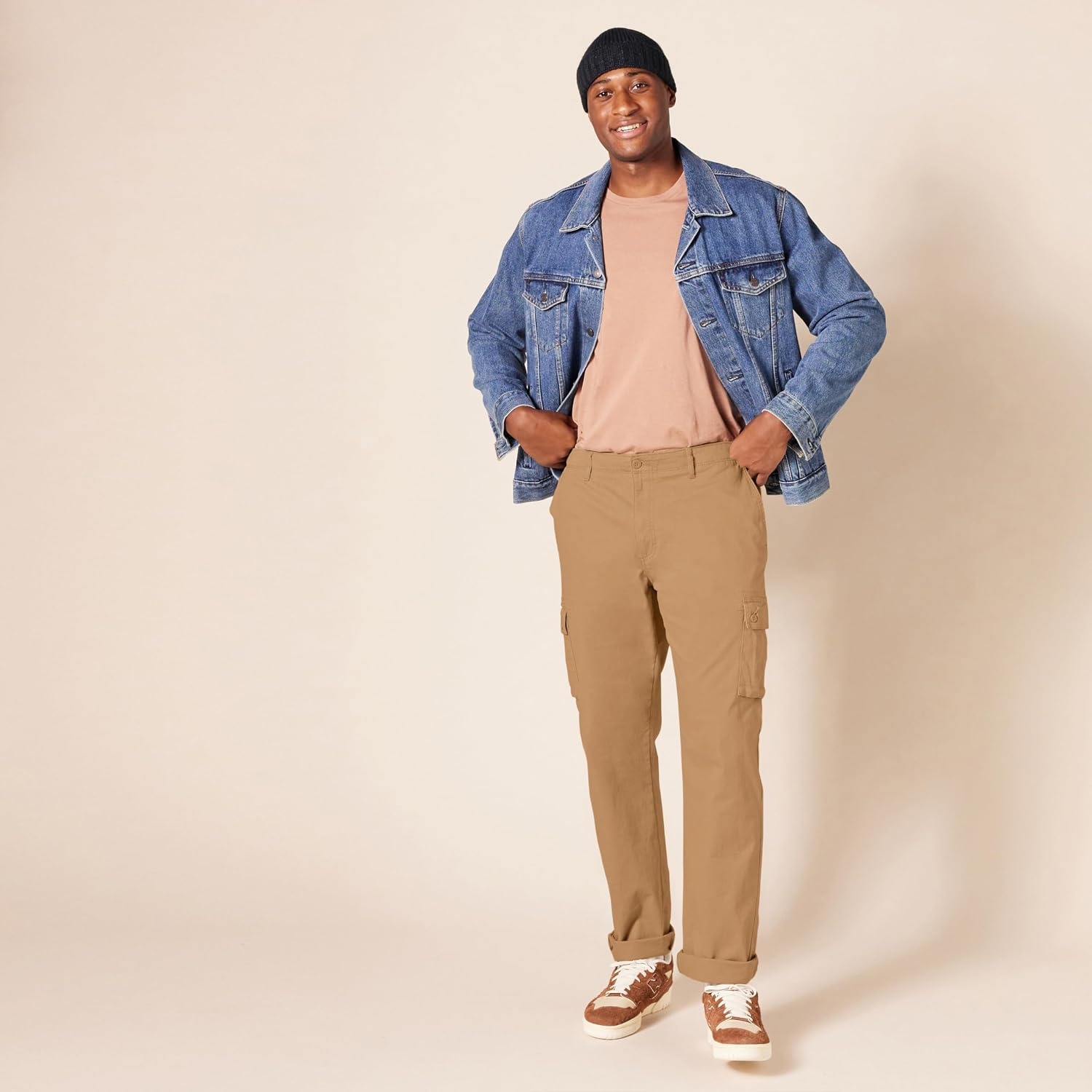 image:imageAmazon Essentials Mens StraightFit Breathable Stretch Cargo Pants Available in Big amp TallDark Khaki