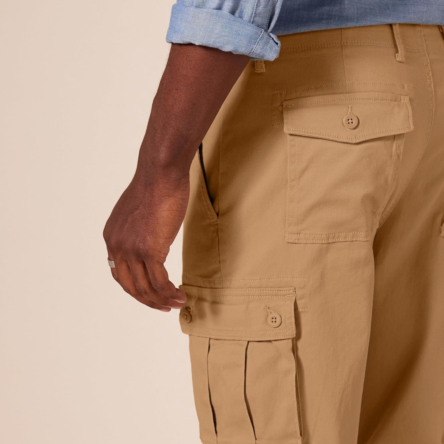 image:imageAmazon Essentials Mens StraightFit Breathable Stretch Cargo Pants Available in Big amp TallDark Khaki