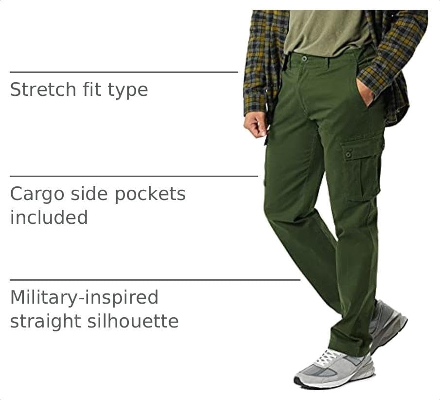 image:imageAmazon Essentials Mens StraightFit Breathable Stretch Cargo Pants Available in Big amp TallDark Olive