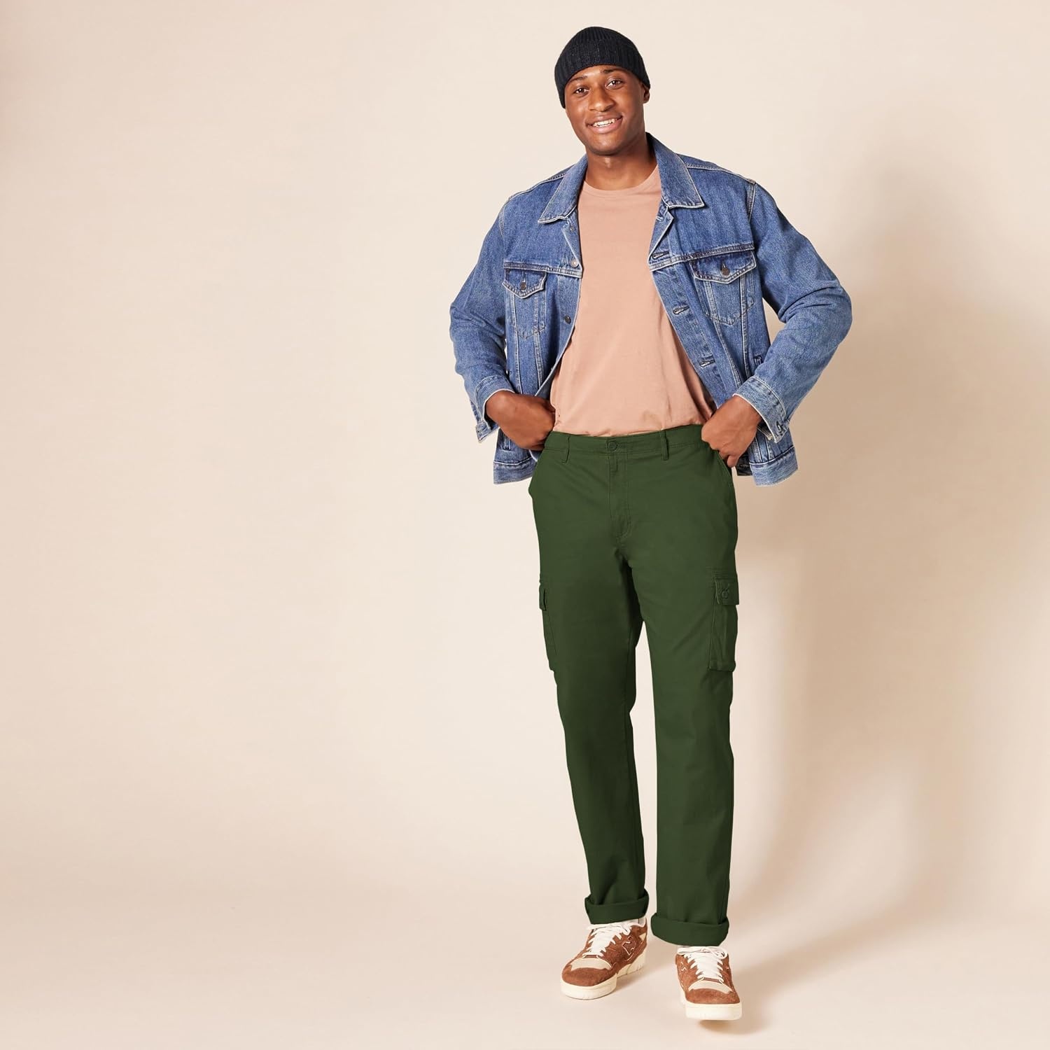 image:imageAmazon Essentials Mens StraightFit Breathable Stretch Cargo Pants Available in Big amp TallDark Olive