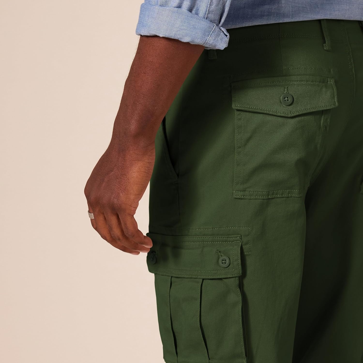 image:imageAmazon Essentials Mens StraightFit Breathable Stretch Cargo Pants Available in Big amp TallDark Olive