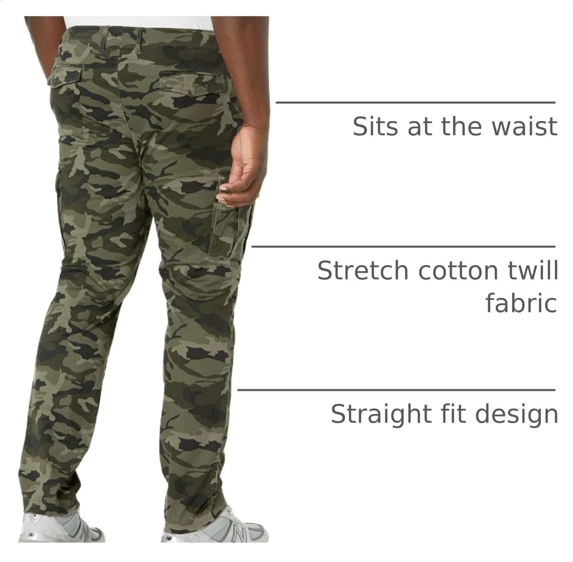 image:imageAmazon Essentials Mens StraightFit Breathable Stretch Cargo Pants Available in Big amp TallGreen Camo