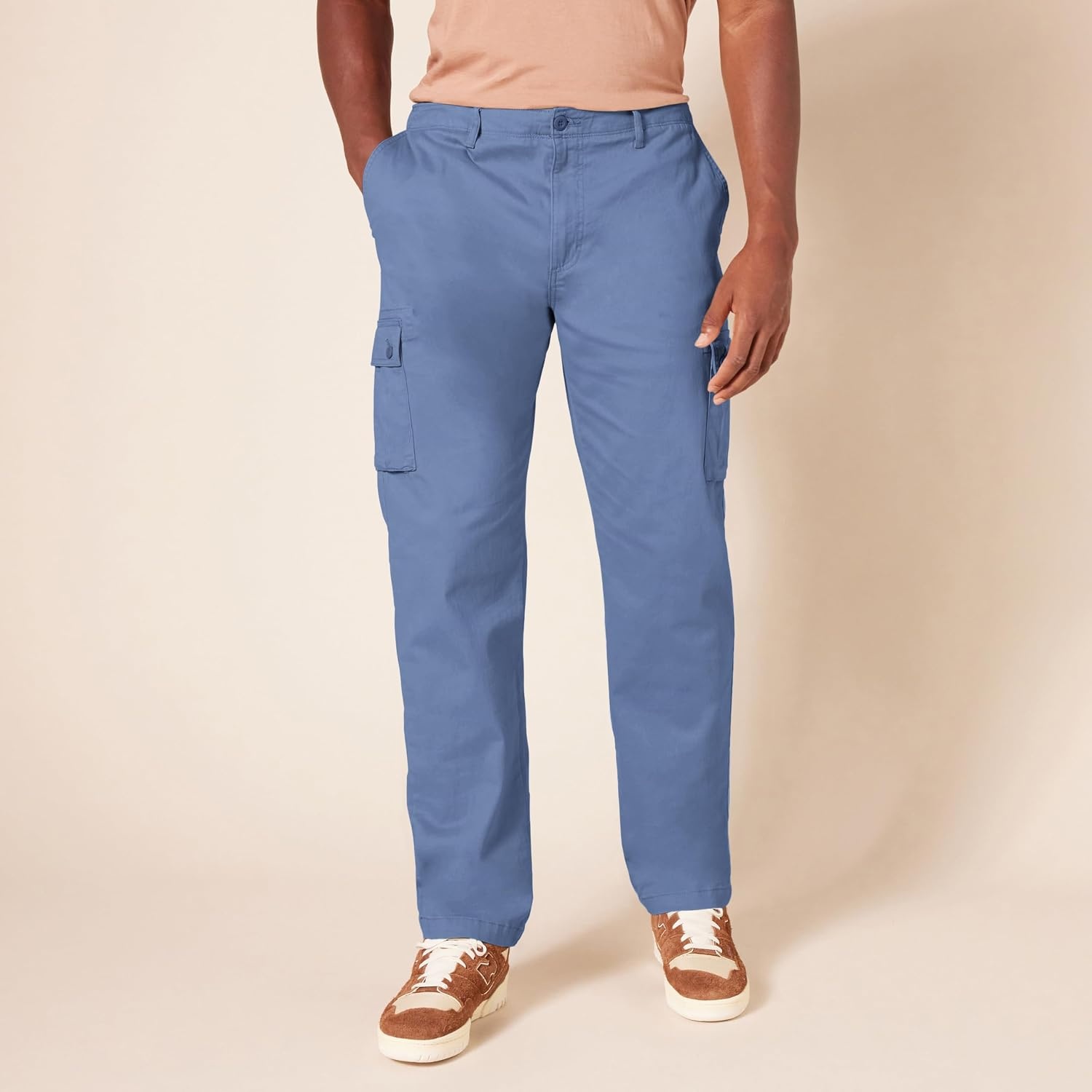 image:imageAmazon Essentials Mens StraightFit Breathable Stretch Cargo Pants Available in Big amp TallIndigo Blue