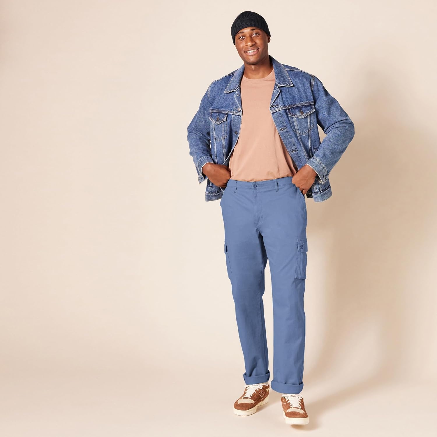 image:imageAmazon Essentials Mens StraightFit Breathable Stretch Cargo Pants Available in Big amp TallIndigo Blue