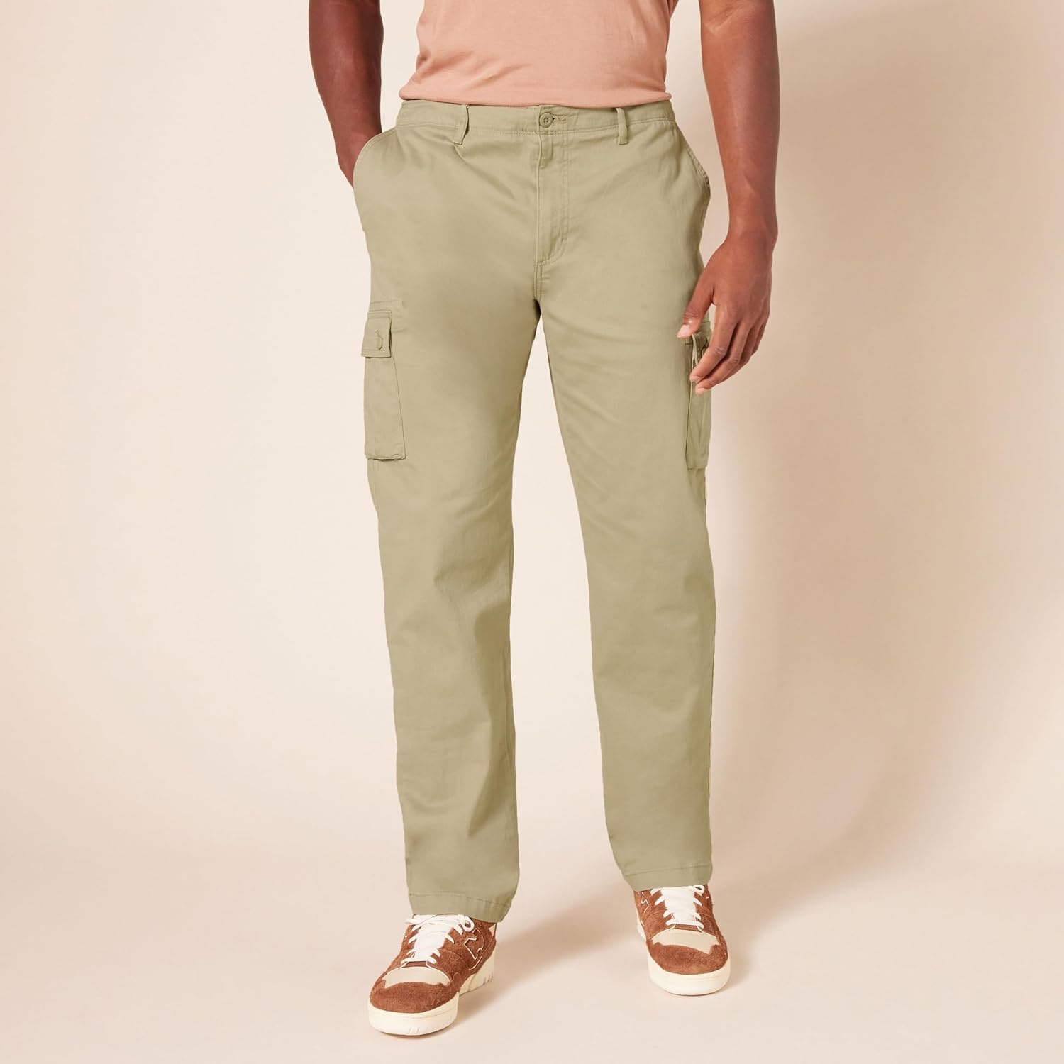 image:imageAmazon Essentials Mens StraightFit Breathable Stretch Cargo Pants Available in Big amp TallKhaki