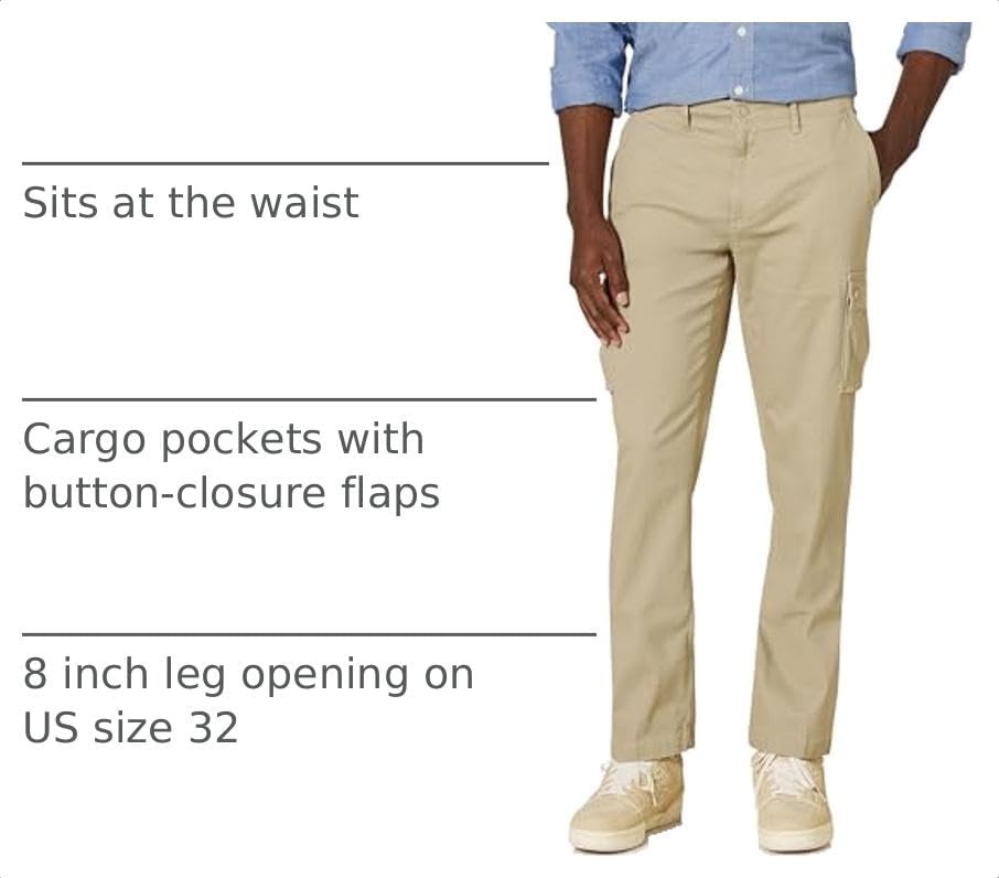 image:imageAmazon Essentials Mens StraightFit Breathable Stretch Cargo Pants Available in Big amp TallKhaki Brown
