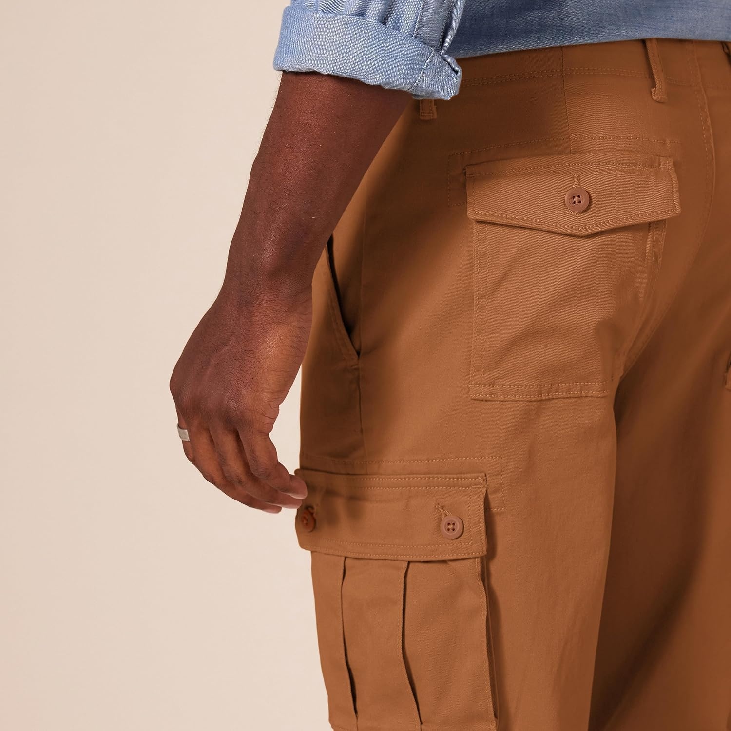 image:imageAmazon Essentials Mens StraightFit Breathable Stretch Cargo Pants Available in Big amp TallLight Brown