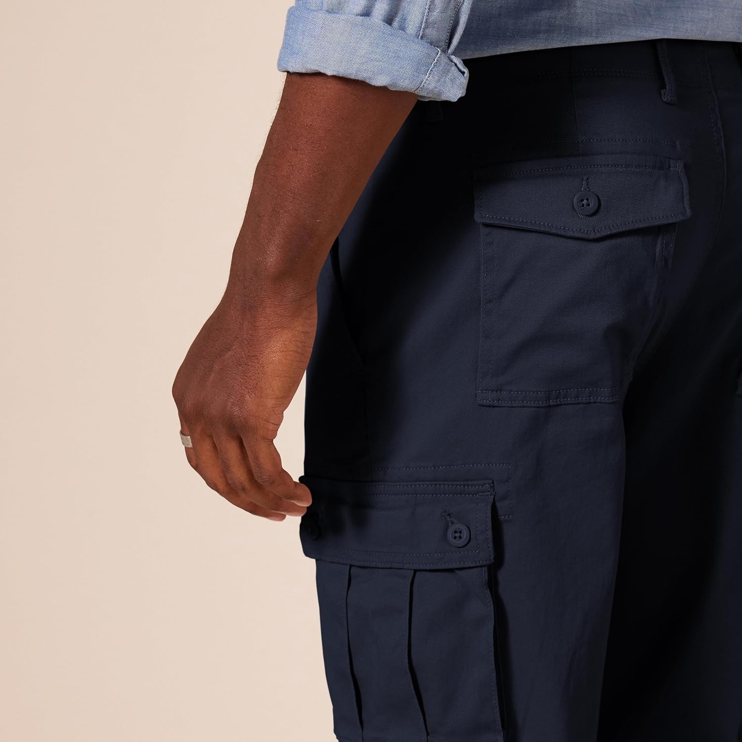 image:imageAmazon Essentials Mens StraightFit Breathable Stretch Cargo Pants Available in Big amp TallNavy