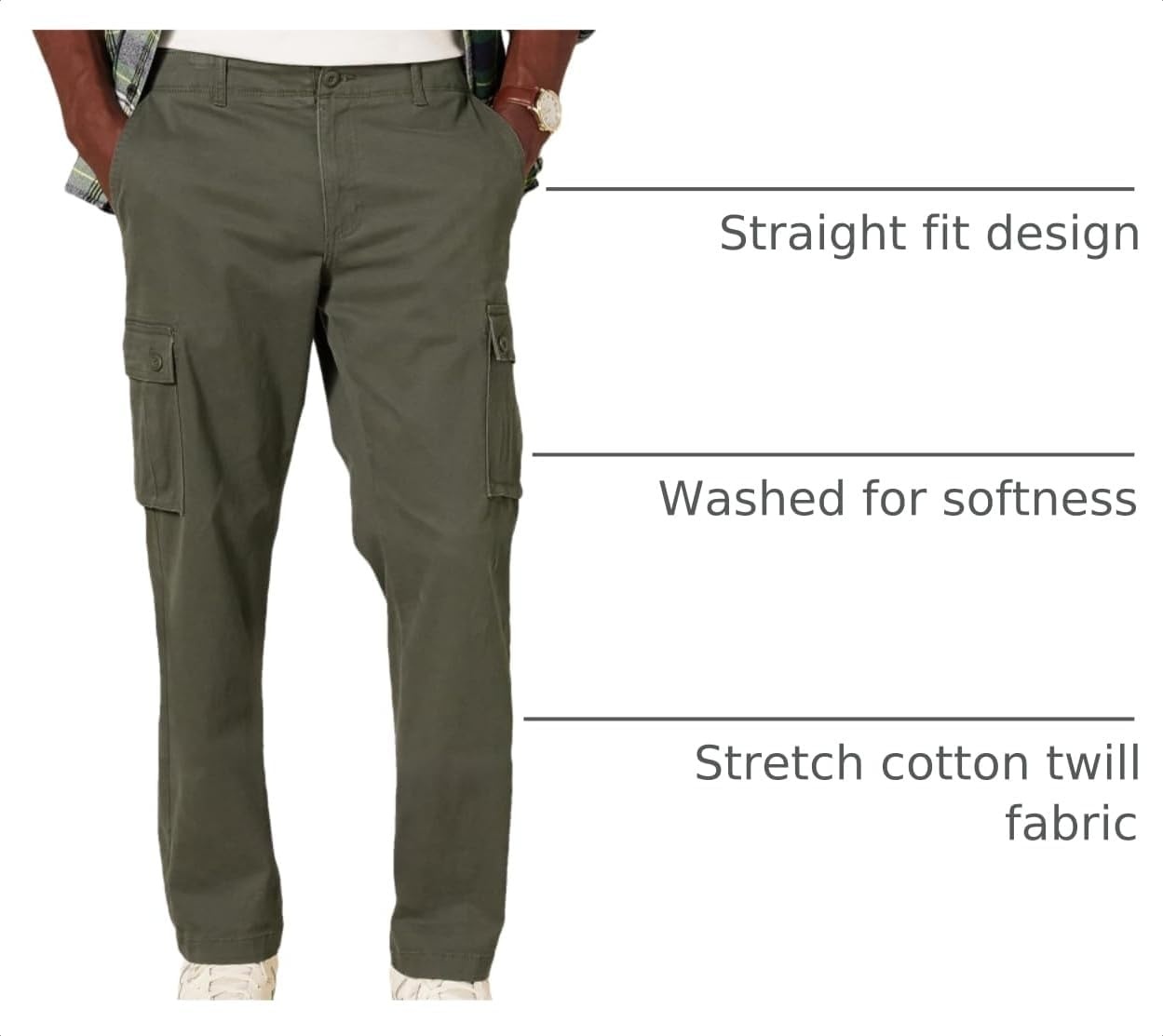 image:imageAmazon Essentials Mens StraightFit Breathable Stretch Cargo Pants Available in Big amp TallOlive