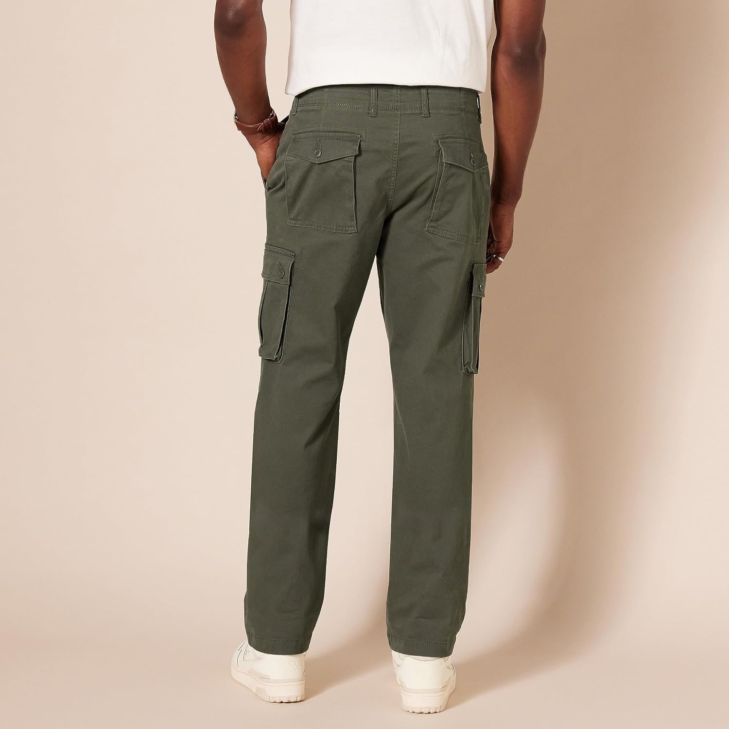 image:imageAmazon Essentials Mens StraightFit Breathable Stretch Cargo Pants Available in Big amp TallOlive