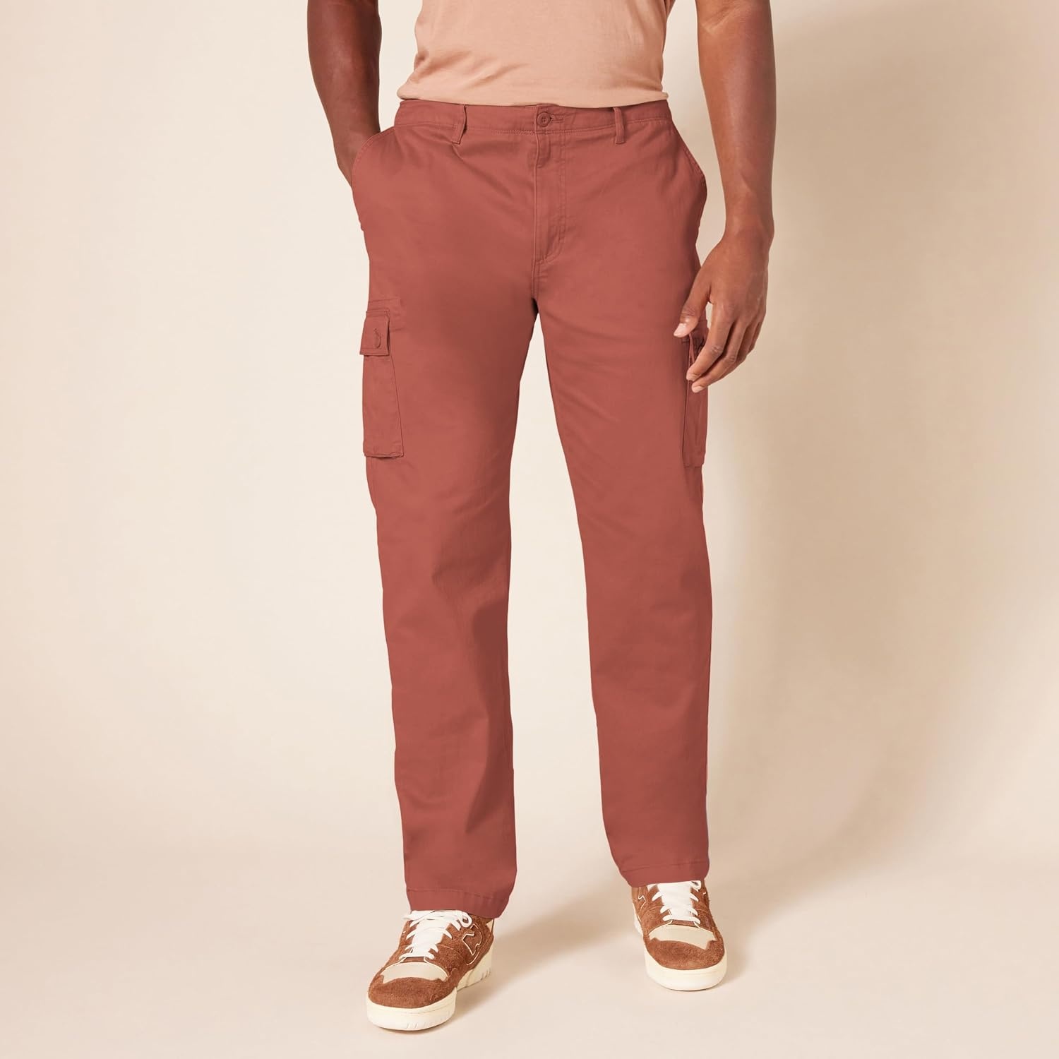 image:imageAmazon Essentials Mens StraightFit Breathable Stretch Cargo Pants Available in Big amp TallRed Clay